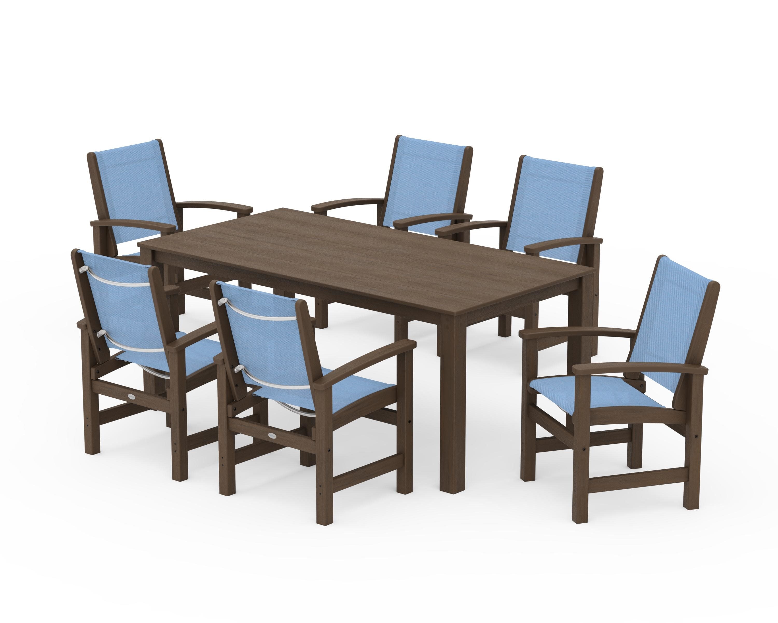 Coastal 7-Piece Parsons Dining Set in Kona / Poolside Sling