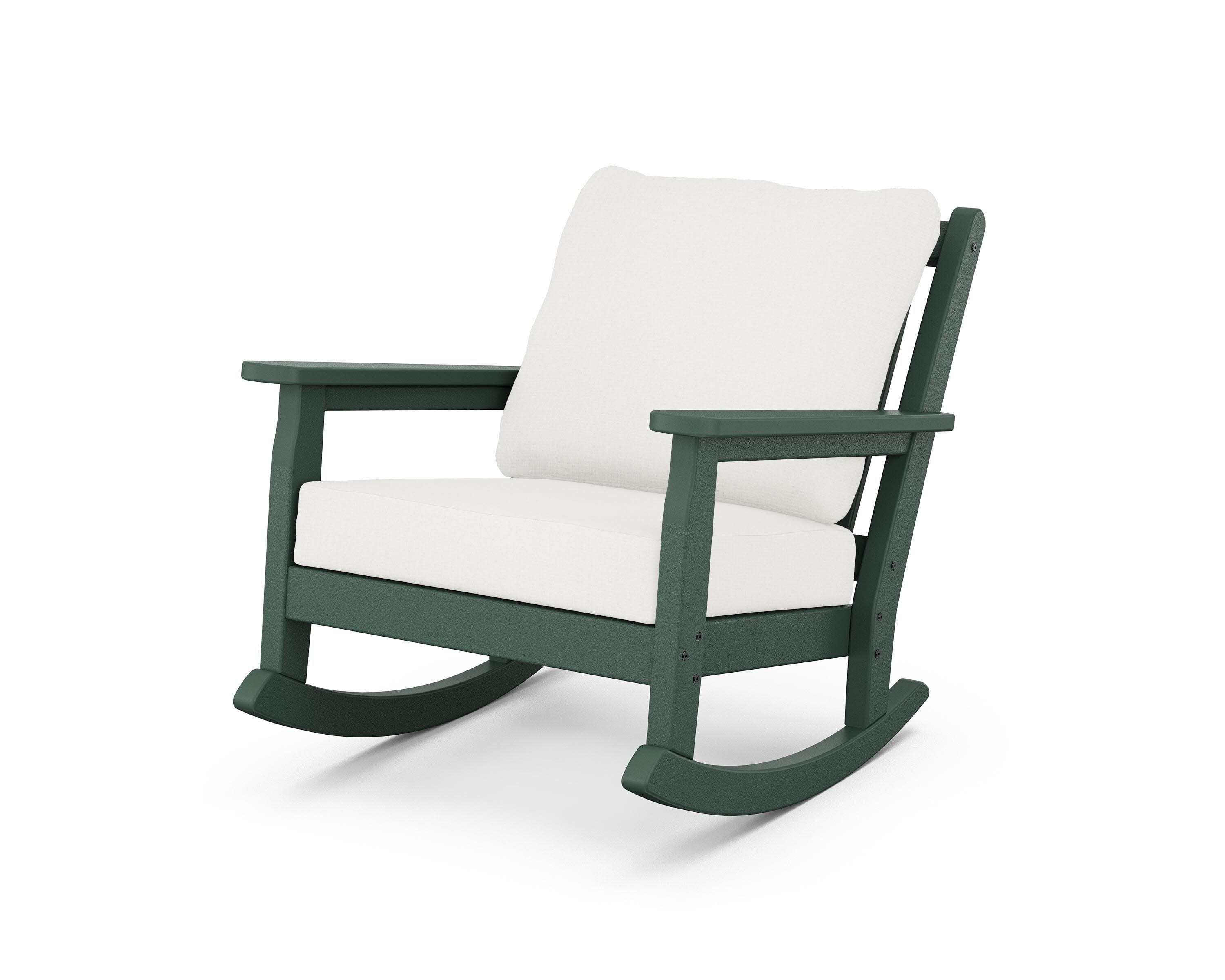 Chippendale Deep Seating Rocking Chair in Green / Natural Linen