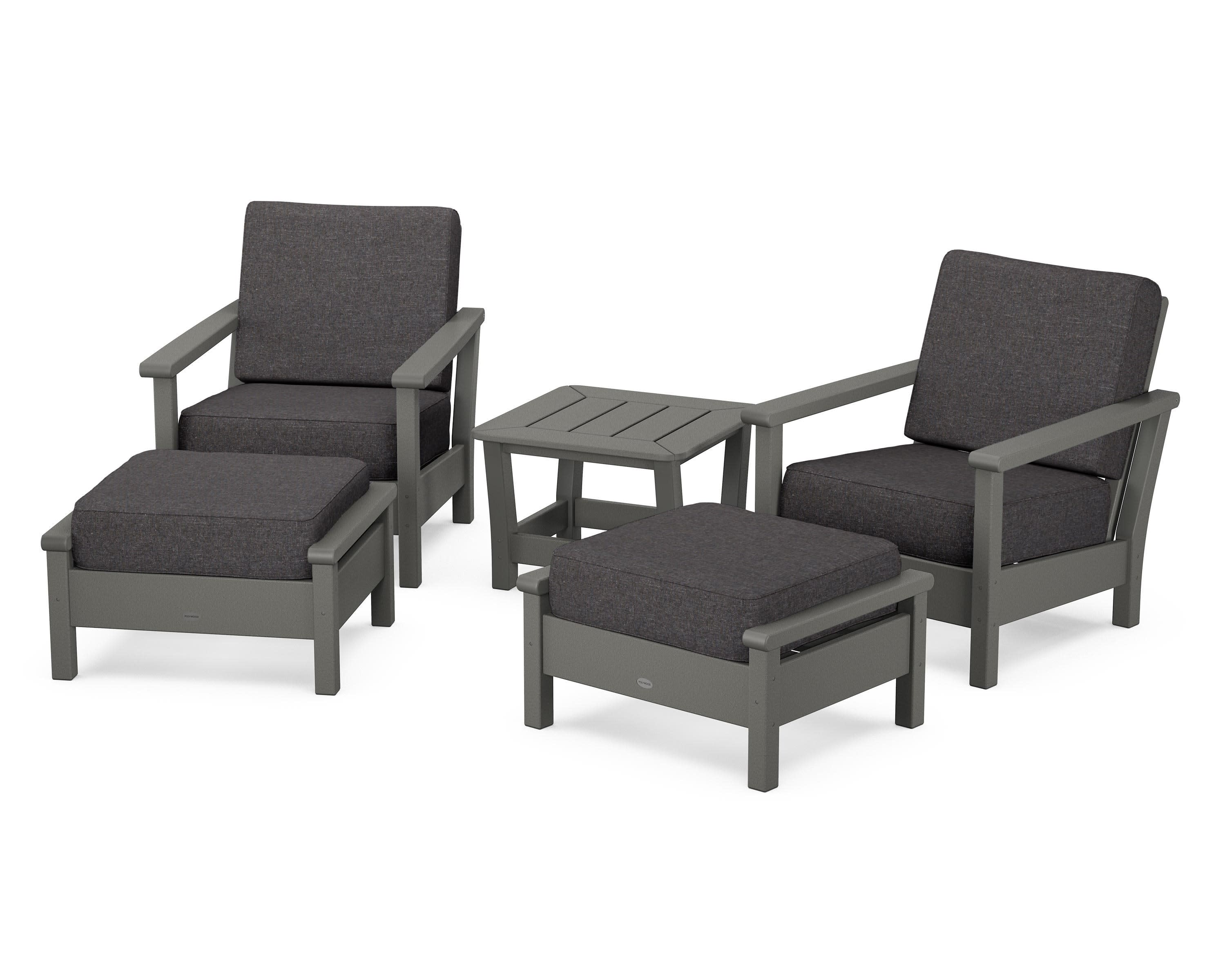 Harbour 5-Piece Deep Seating Chair Set in Slate Grey / Ash Charcoal