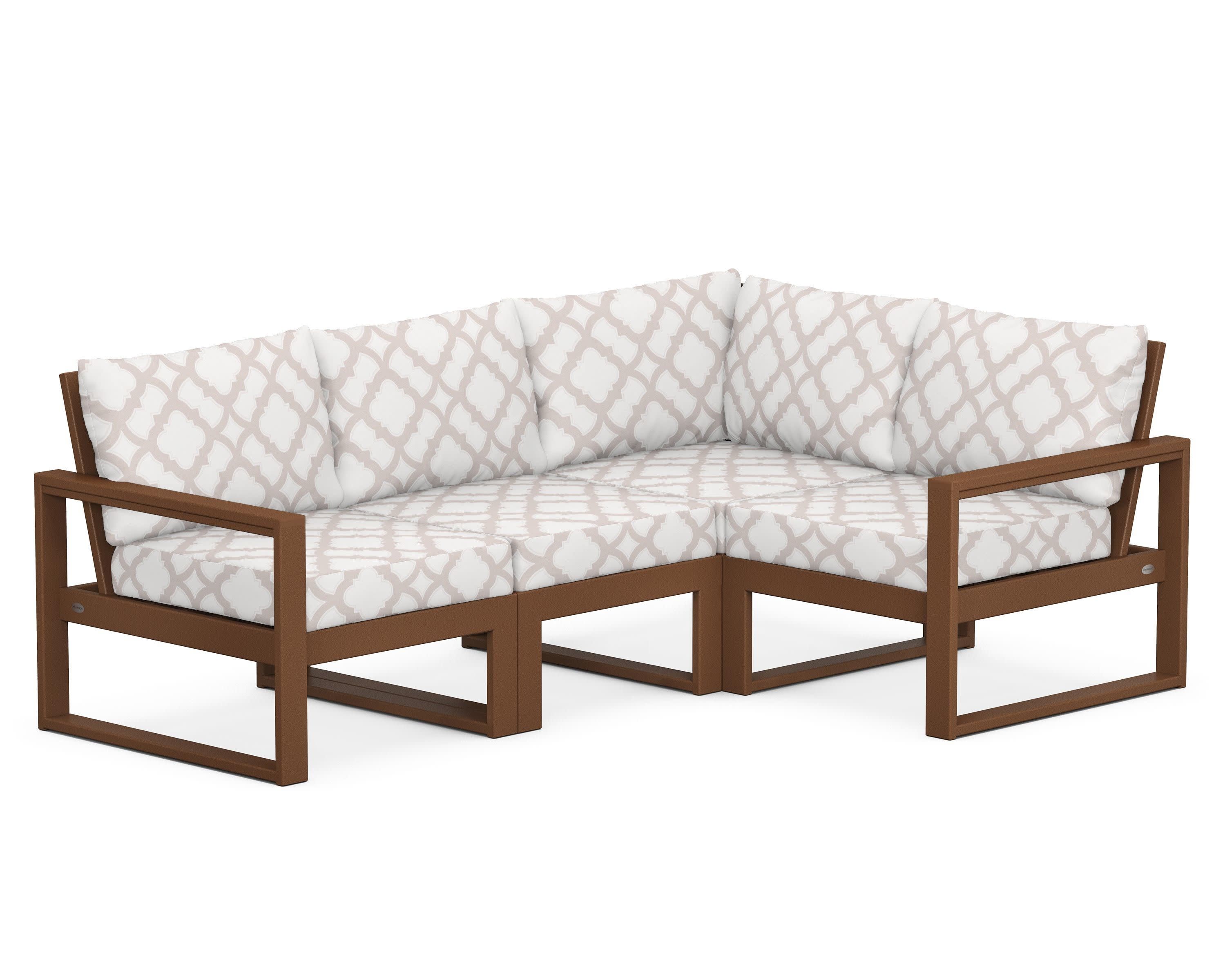 EDGE 4-Piece Modular Deep Seating Set in Teak / Trellis Dune Burlap