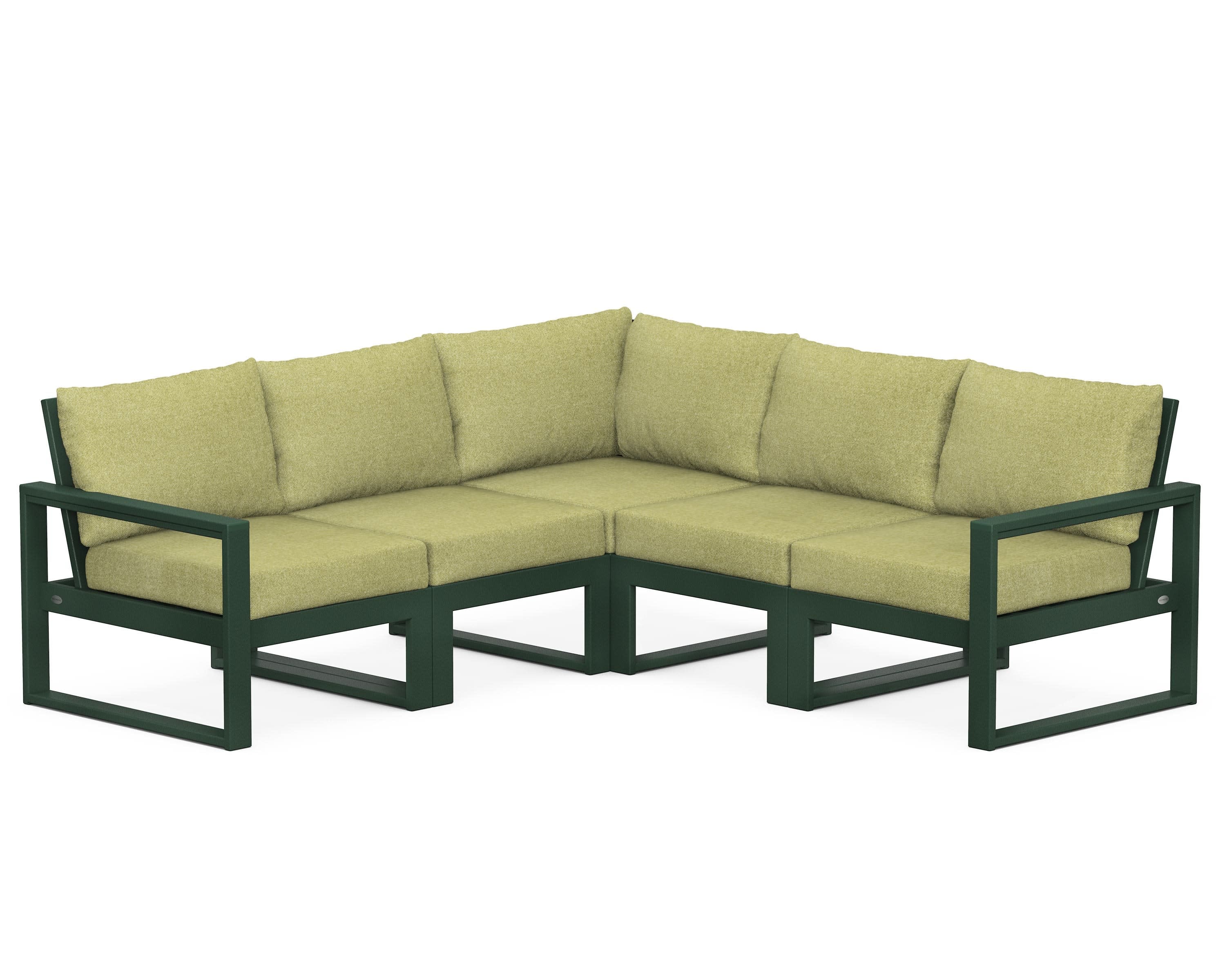 EDGE 5-Piece Modular Deep Seating Set in Green / Chartreuse Boucle