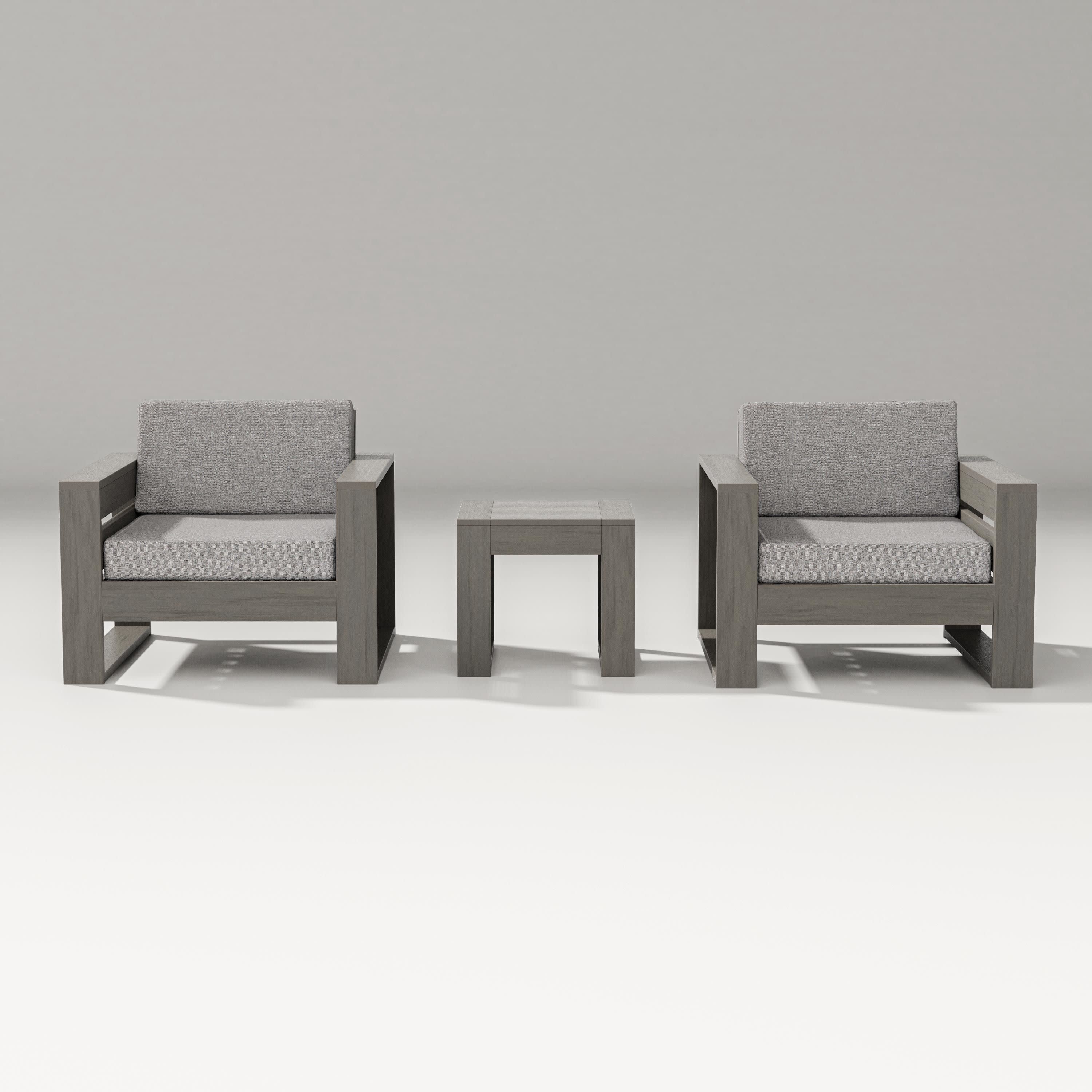 Latitude 3-Piece Lounge Chair Set in Driftwood / Grey Mist
