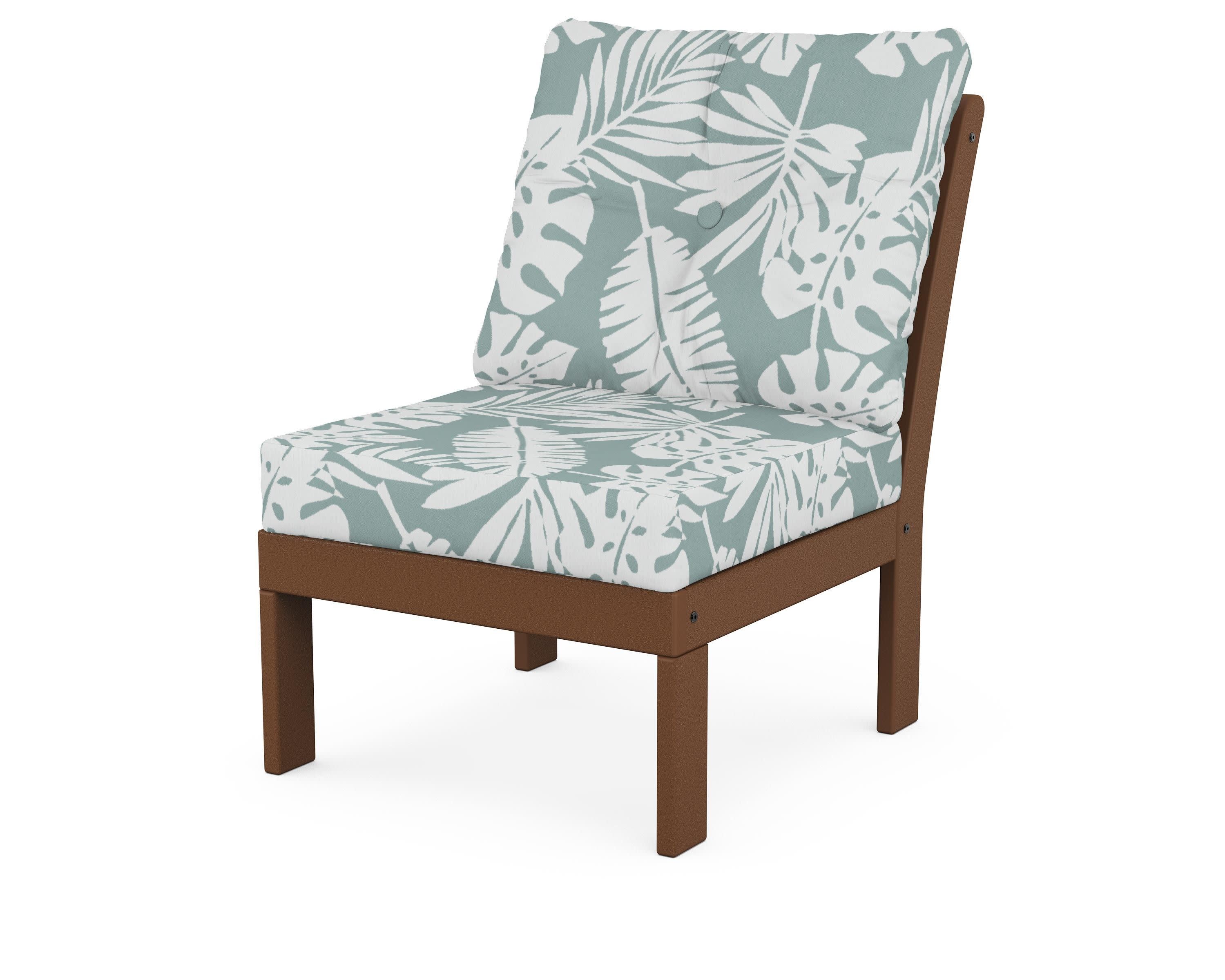 Vineyard Modular Armless Chair in Teak / Leaf Glacier Spa