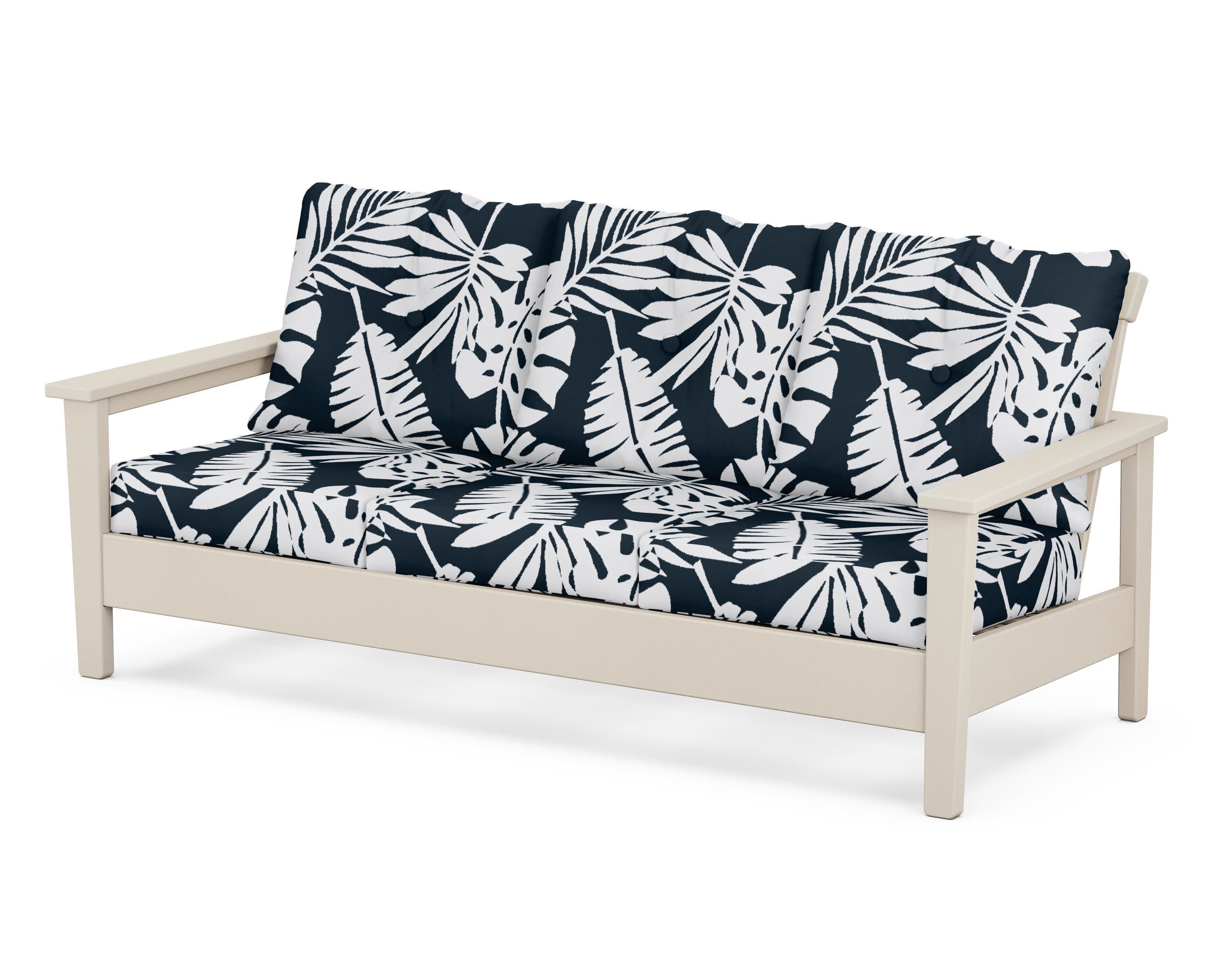 Prescott Deep Seating Sofa in Sand / Leaf Marine Indigo