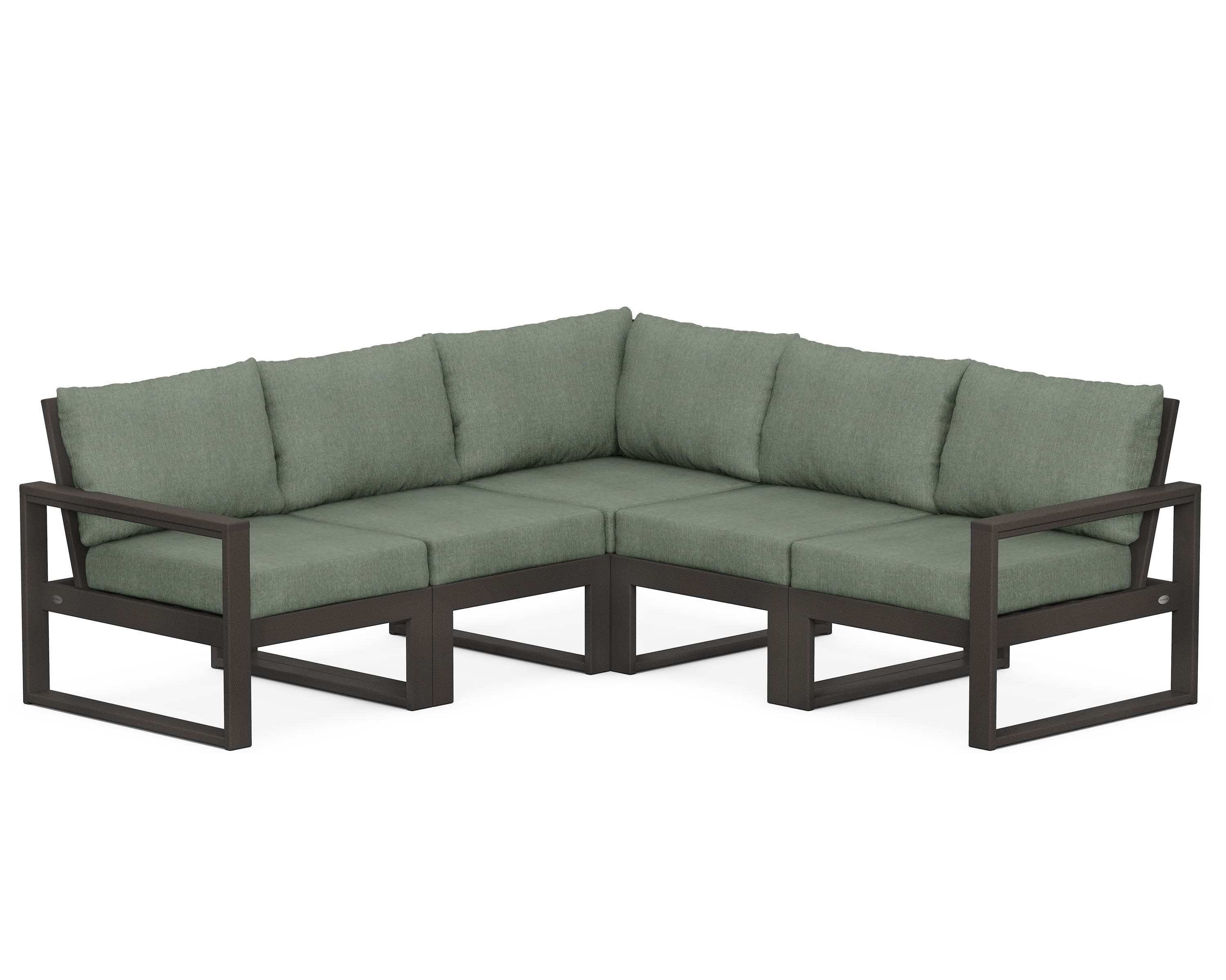 EDGE 5-Piece Modular Deep Seating Set in Vintage Coffee / Cast Sage