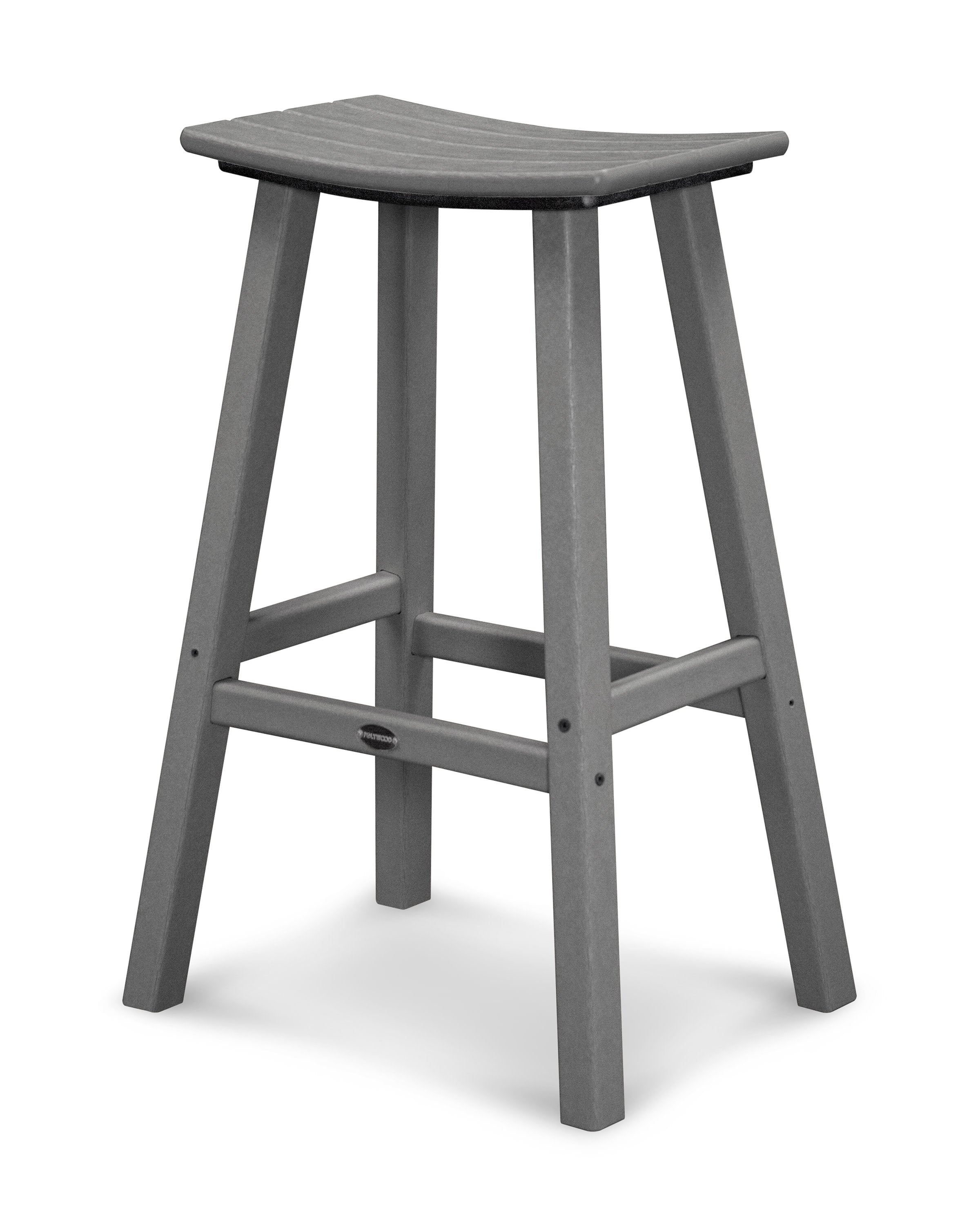 Traditional 30" Saddle Bar Stool in Slate Grey