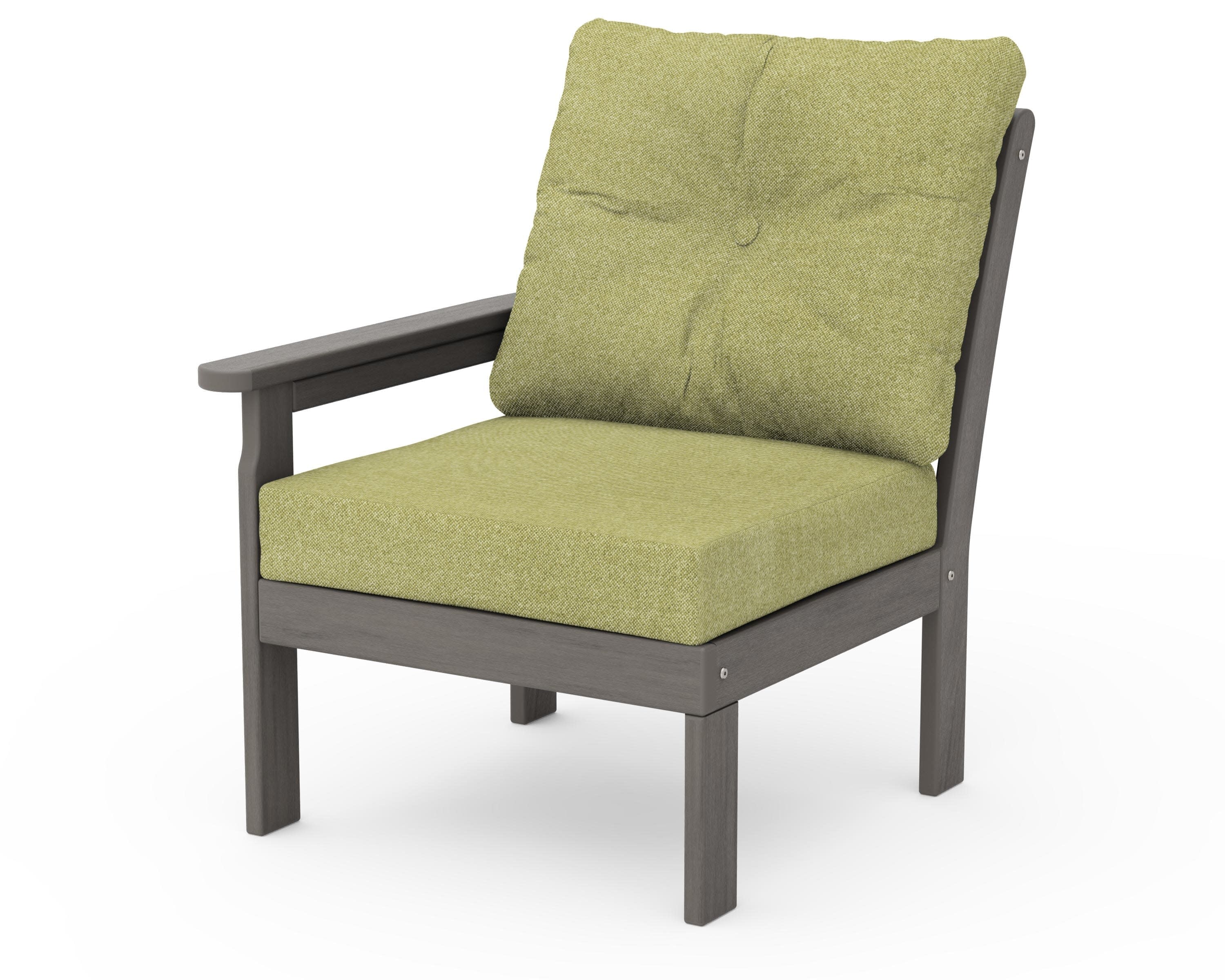 Vineyard Modular Left Arm Chair in Driftwood / Chartreuse Boucle