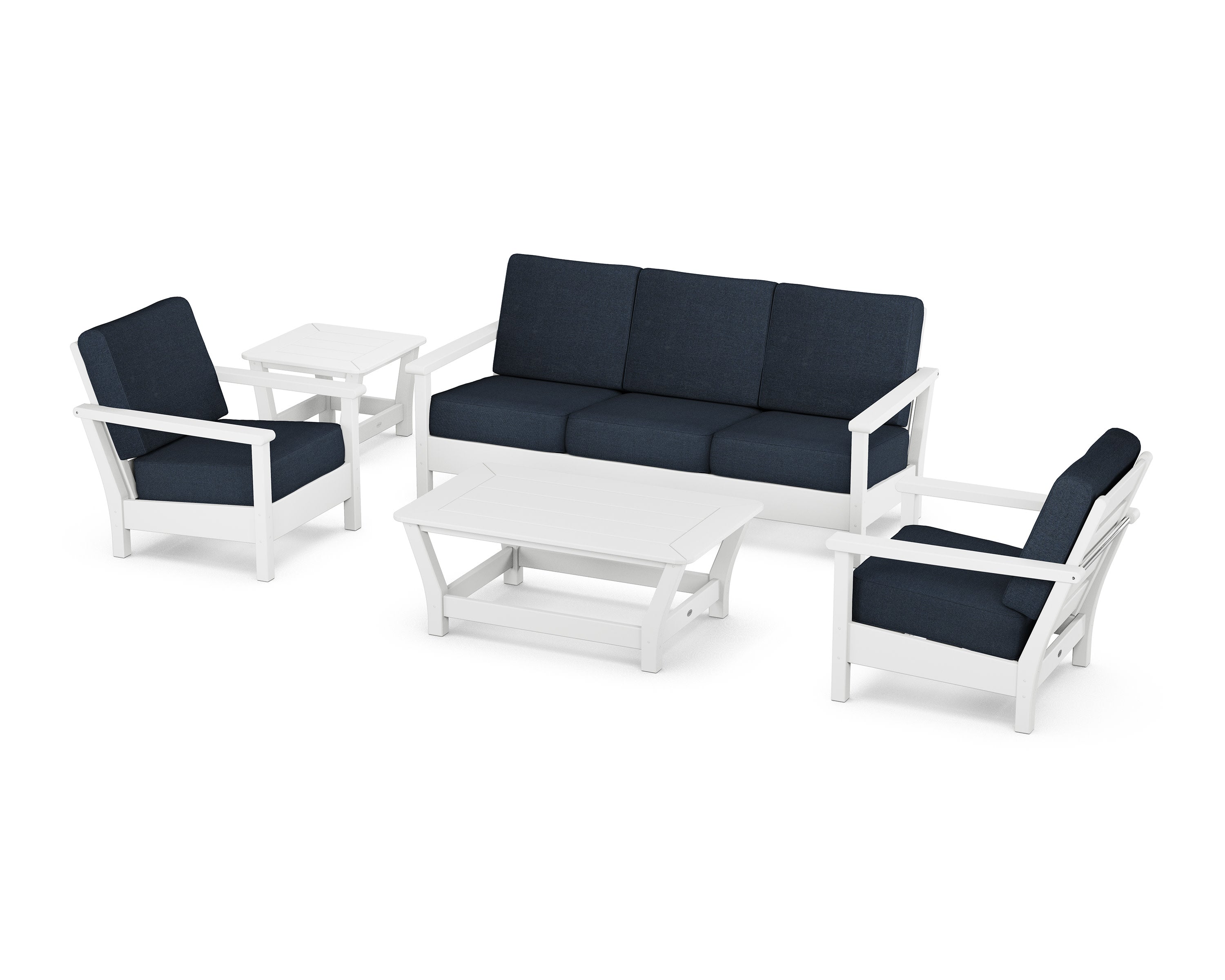 Harbour 5-Piece Deep Seating Set in White / Marine Indigo