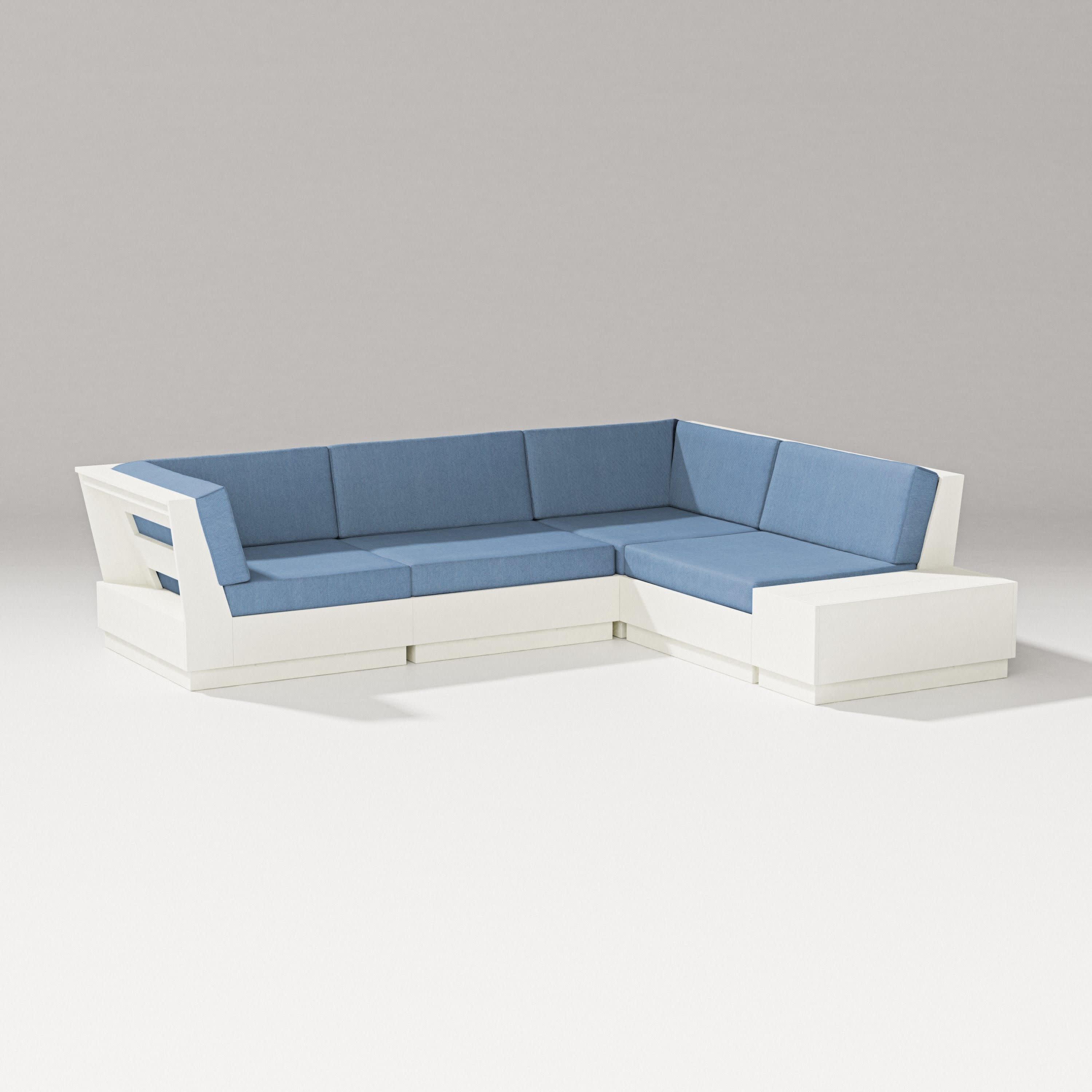 Elevate Corner Sectional in Vintage White / Sky Blue