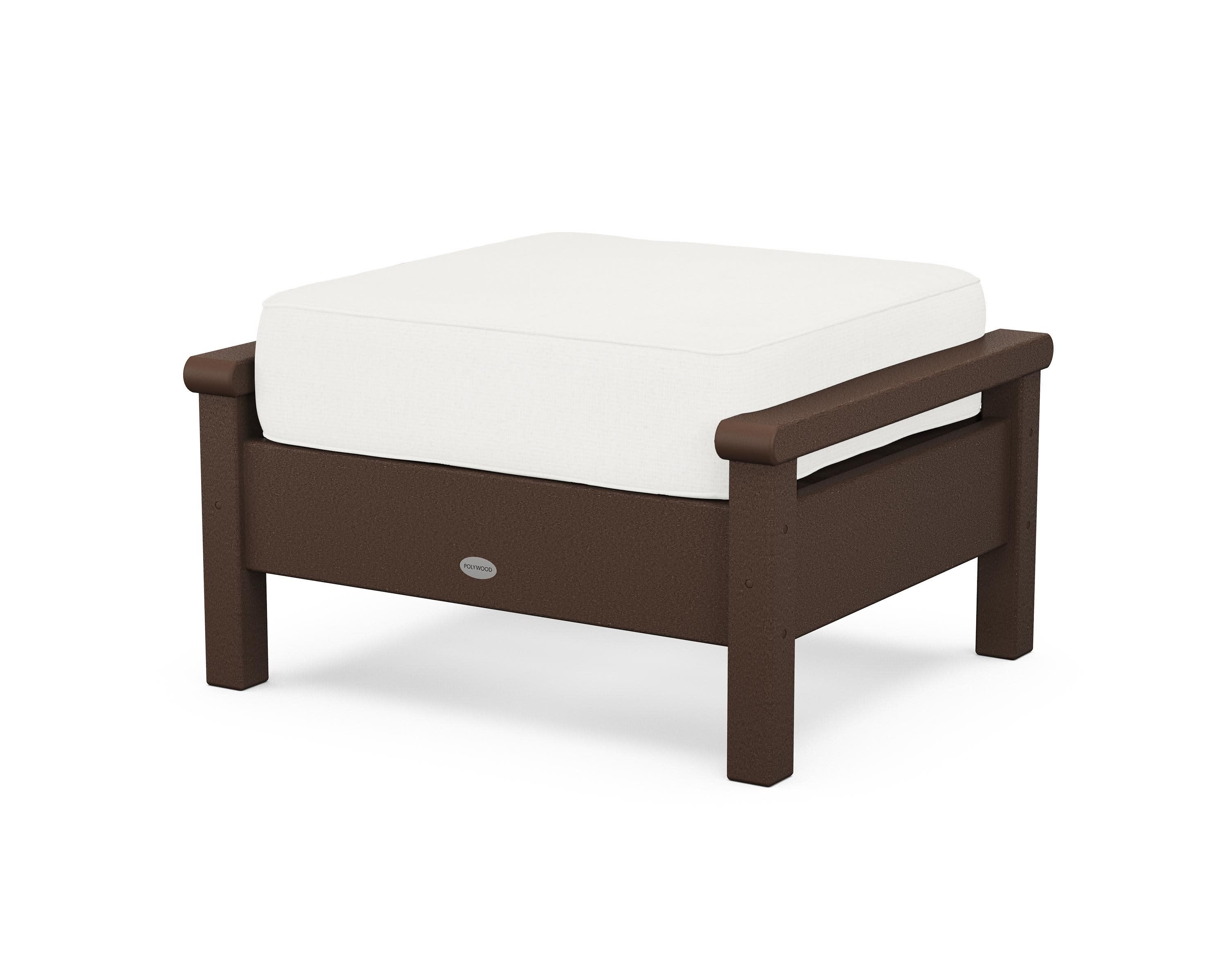 Harbour Deep Seating Ottoman in Mahogany / Natural Linen