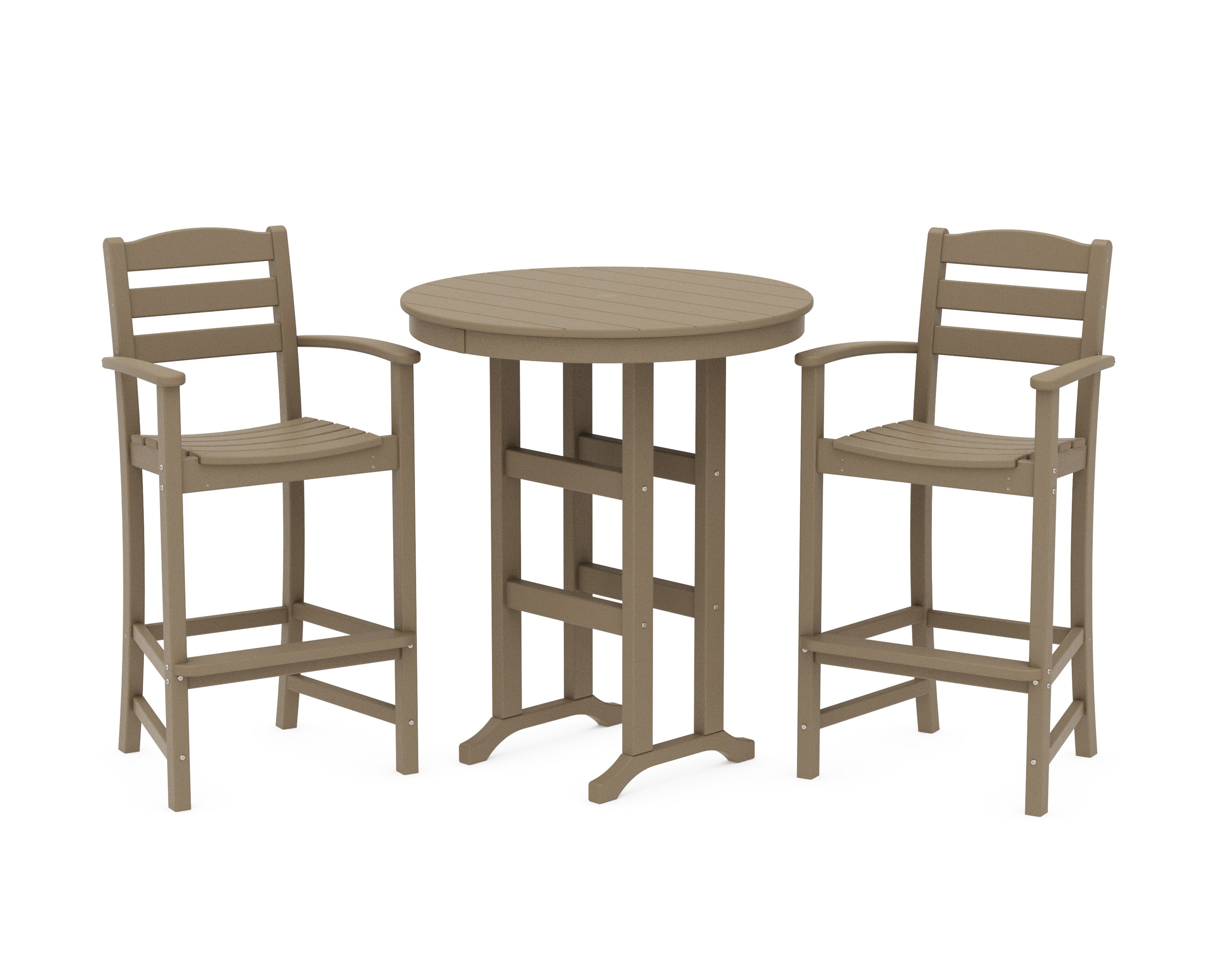 La Casa Caf 3-Piece Round Farmhouse Bar Set in Vintage Sahara