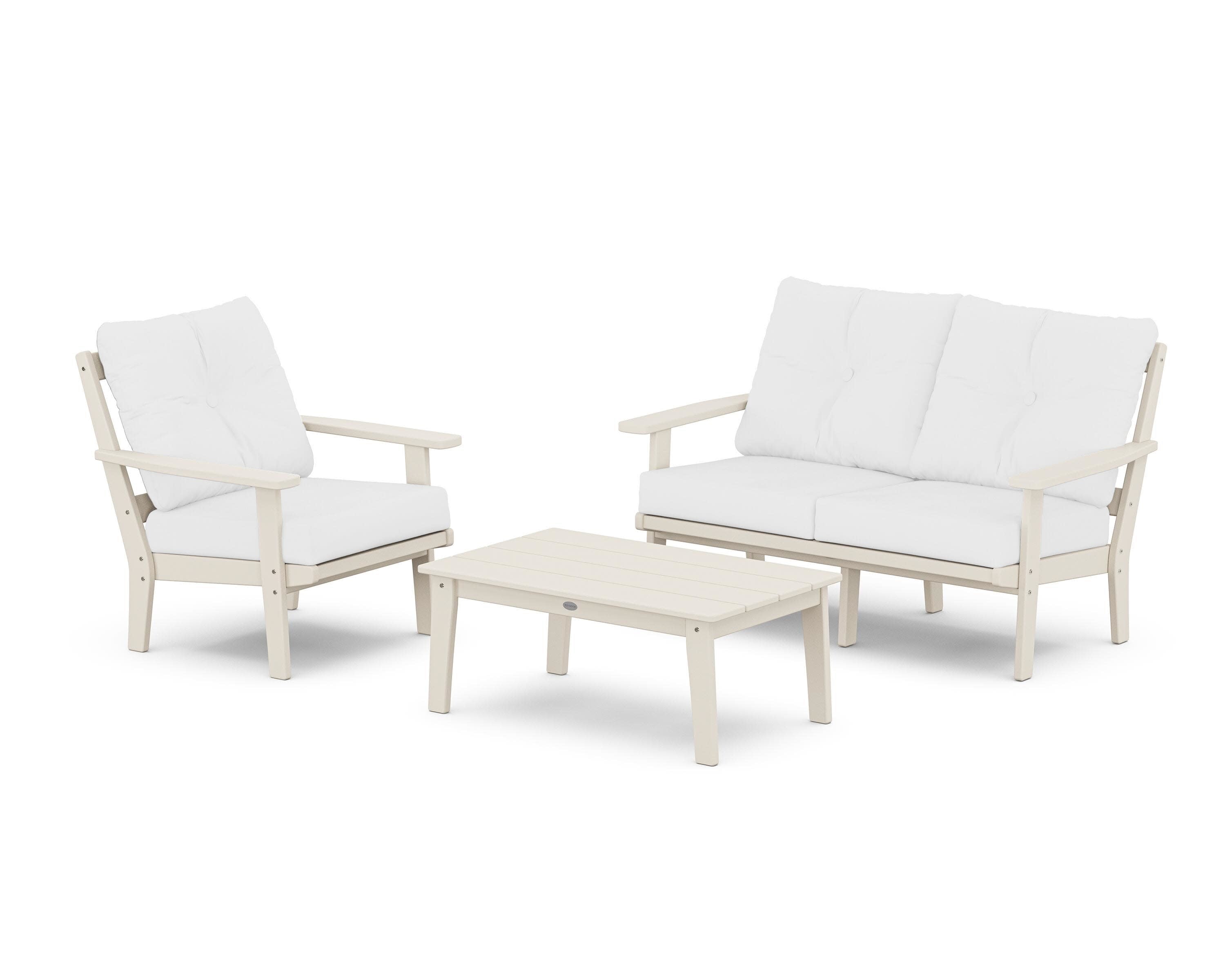 Prairie 3-Piece Deep Seating Set with Loveseat in Sand / Natural