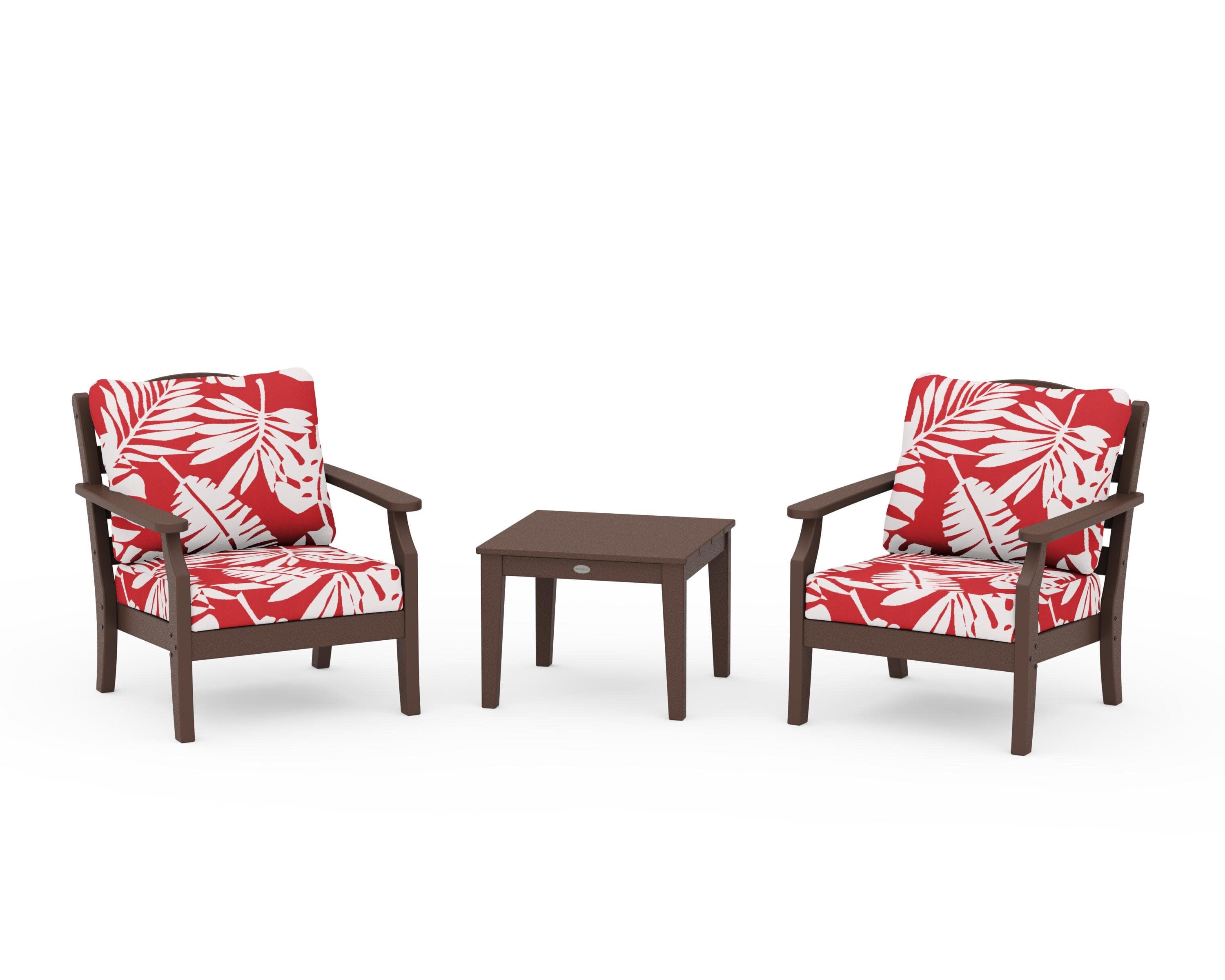 Savannah 3-Piece Deep Seating Set in Mahogany / Leaf Crimson
