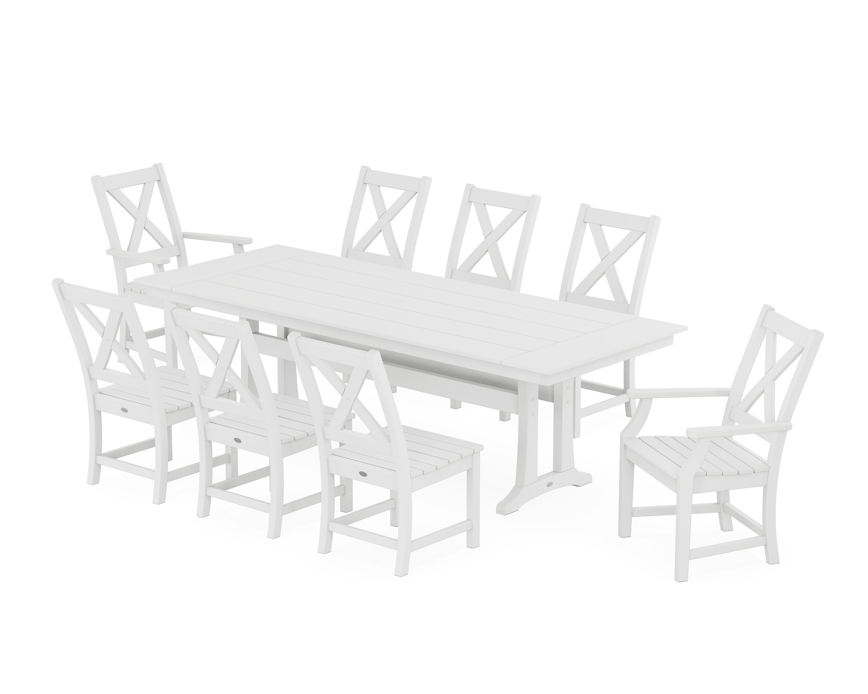 Braxton 9-Piece Farmhouse Dining Set with Trestle Legs in White