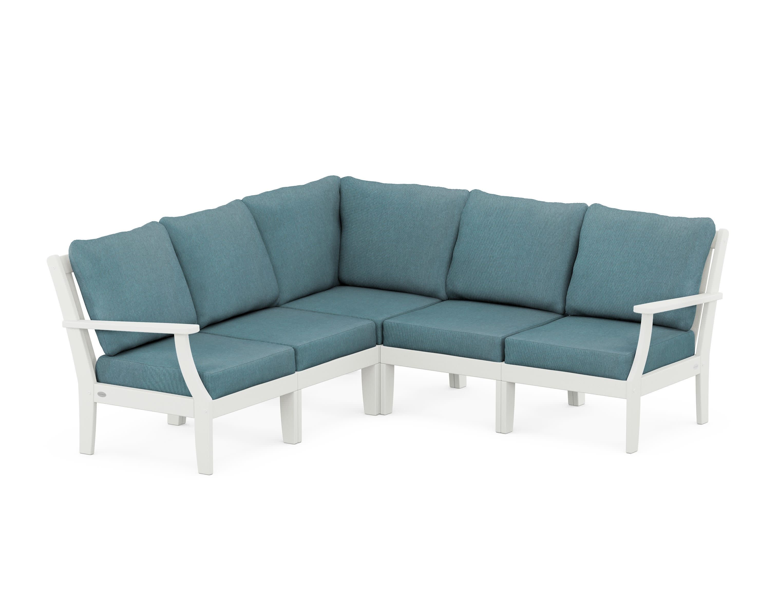 Braxton Modular 5-Piece Deep Seating Set in Vintage White / Ocean Teal