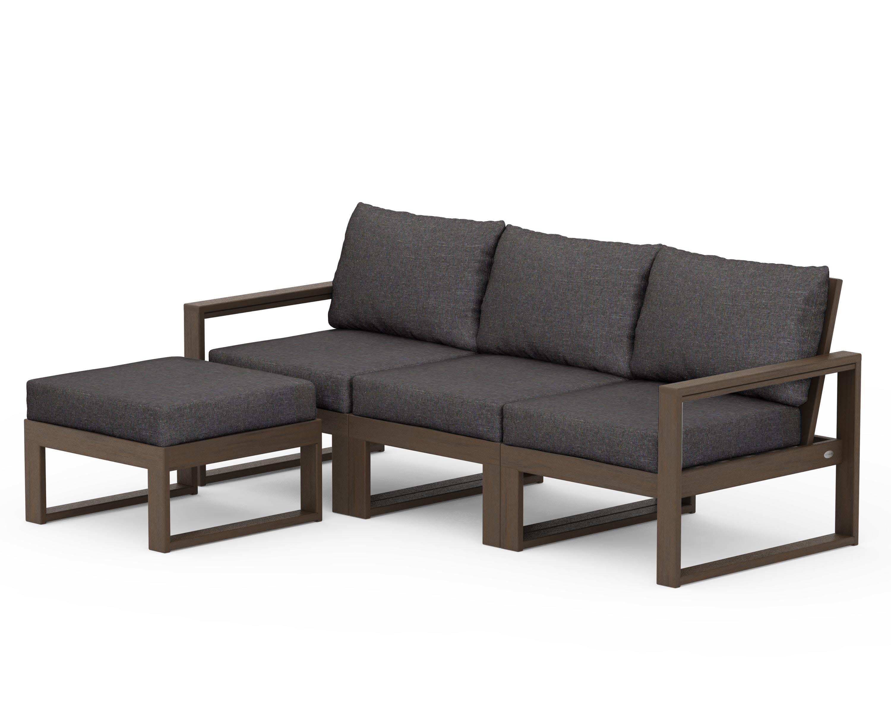 EDGE 4-Piece Modular Deep Seating Set with Ottoman in Kona / Ash Charcoal
