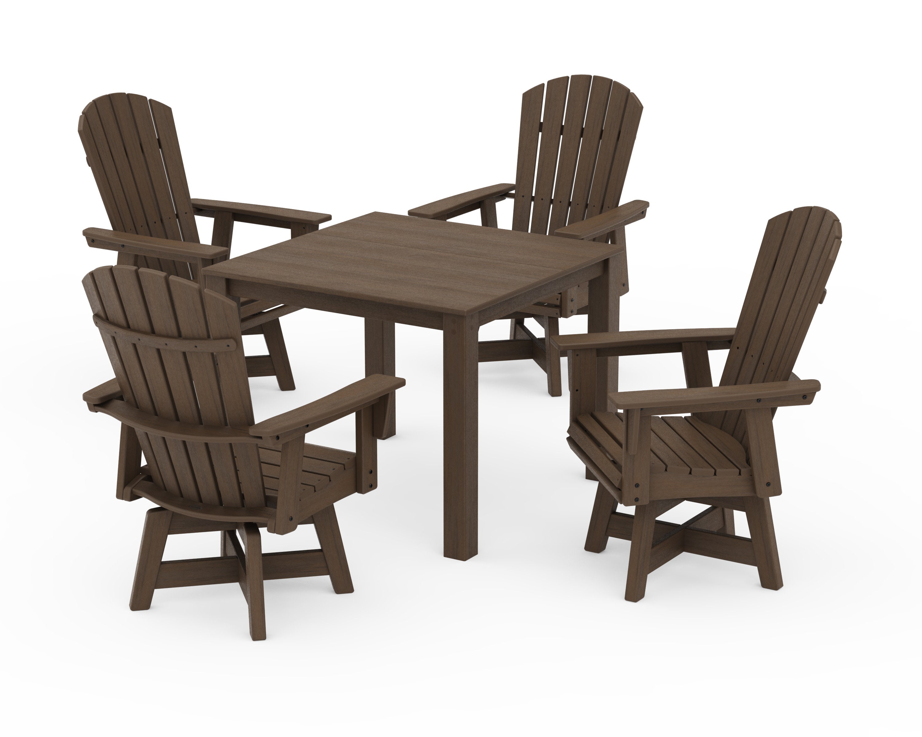 Nautical Curveback Adirondack Swivel 5-Piece Parsons Dining Set in Kona