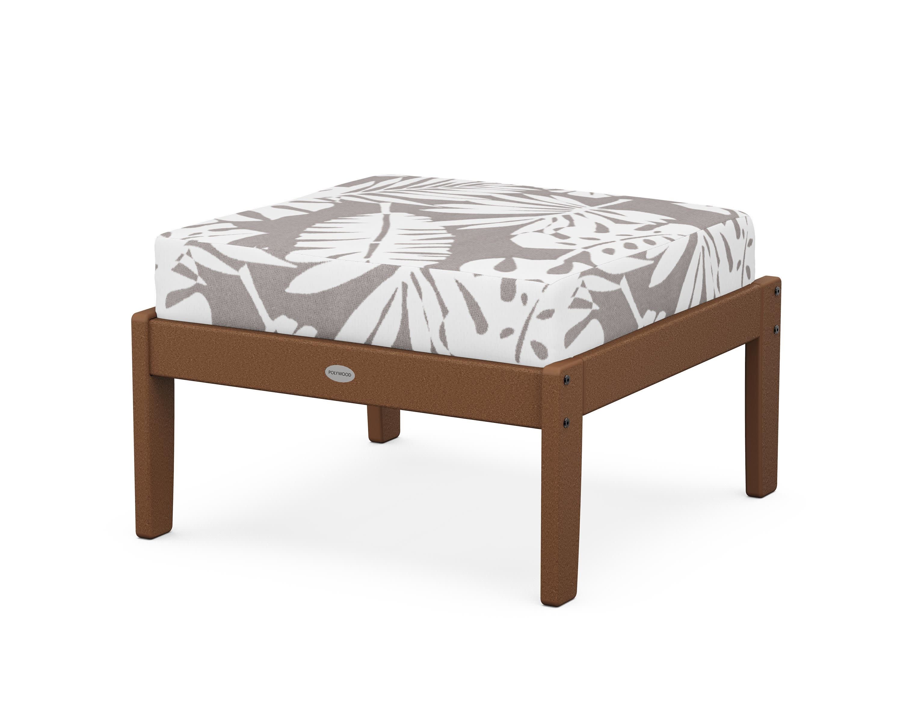Braxton Deep Seating Ottoman in Teak / Leaf Grey Mist