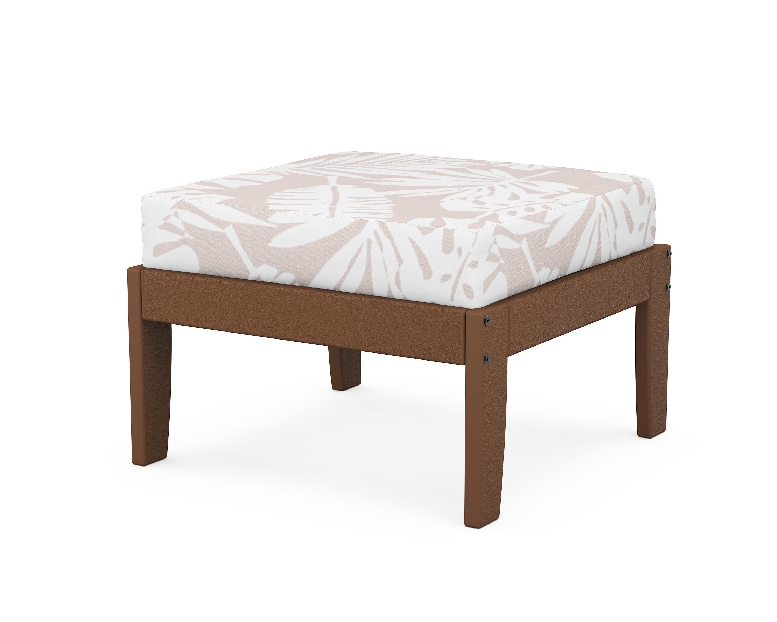 Modular Ottoman - Classic in Teak / Leaf Dune Burlap