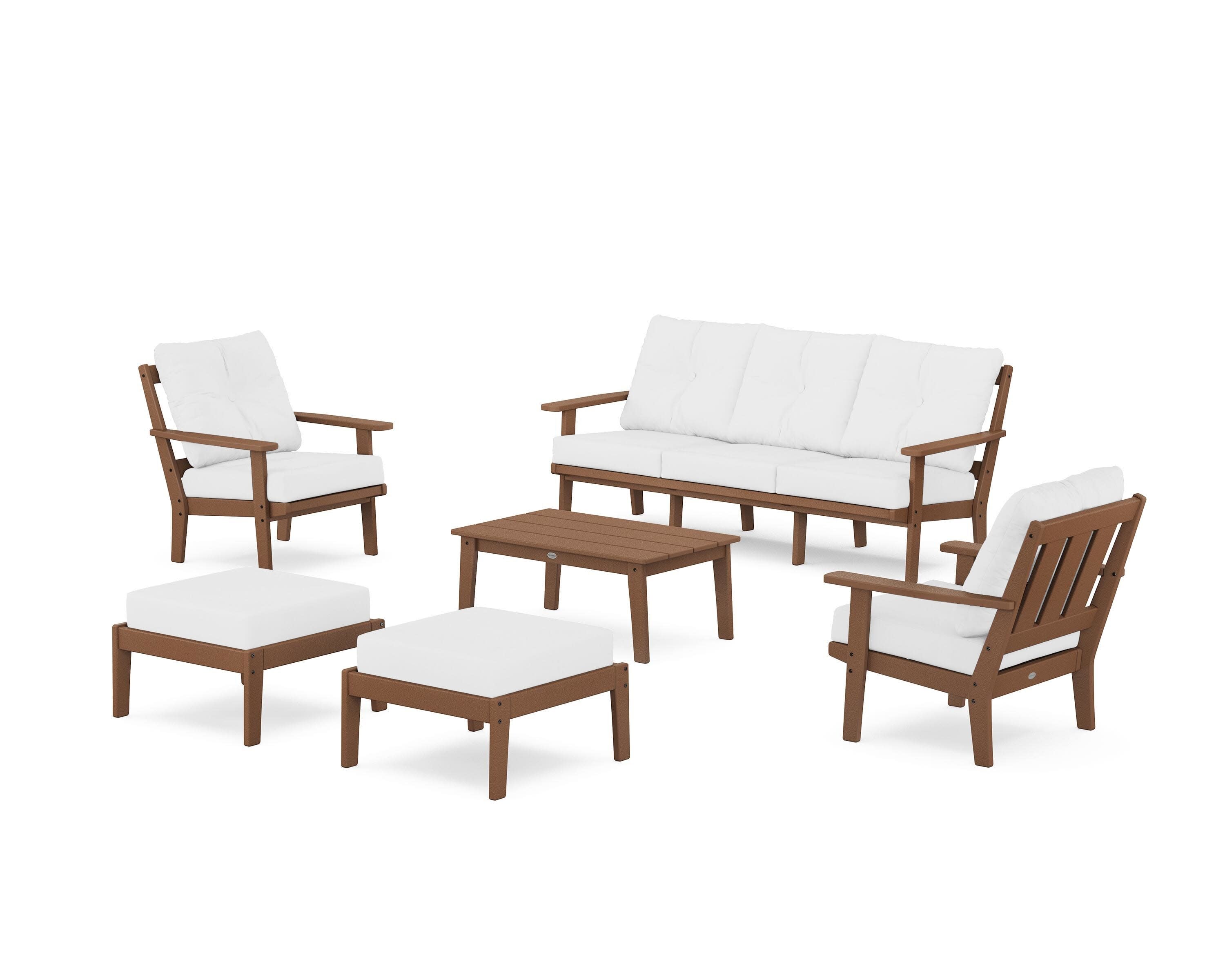 Oxford 6-Piece Lounge Sofa Set in Teak / Natural
