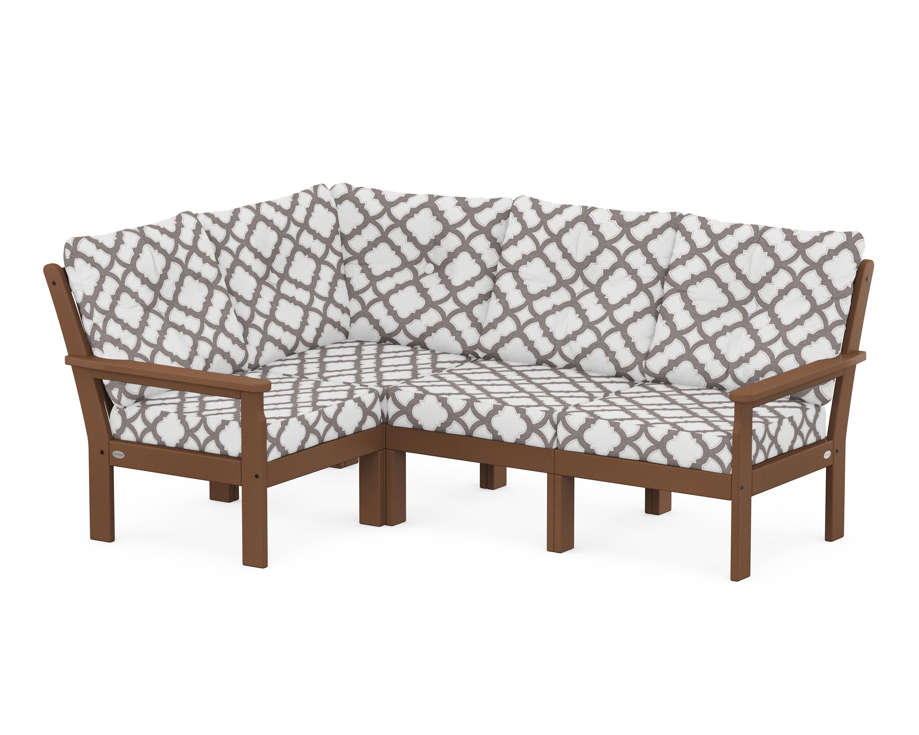 Vineyard 4-Piece Sectional in Teak / Trellis Grey Mist