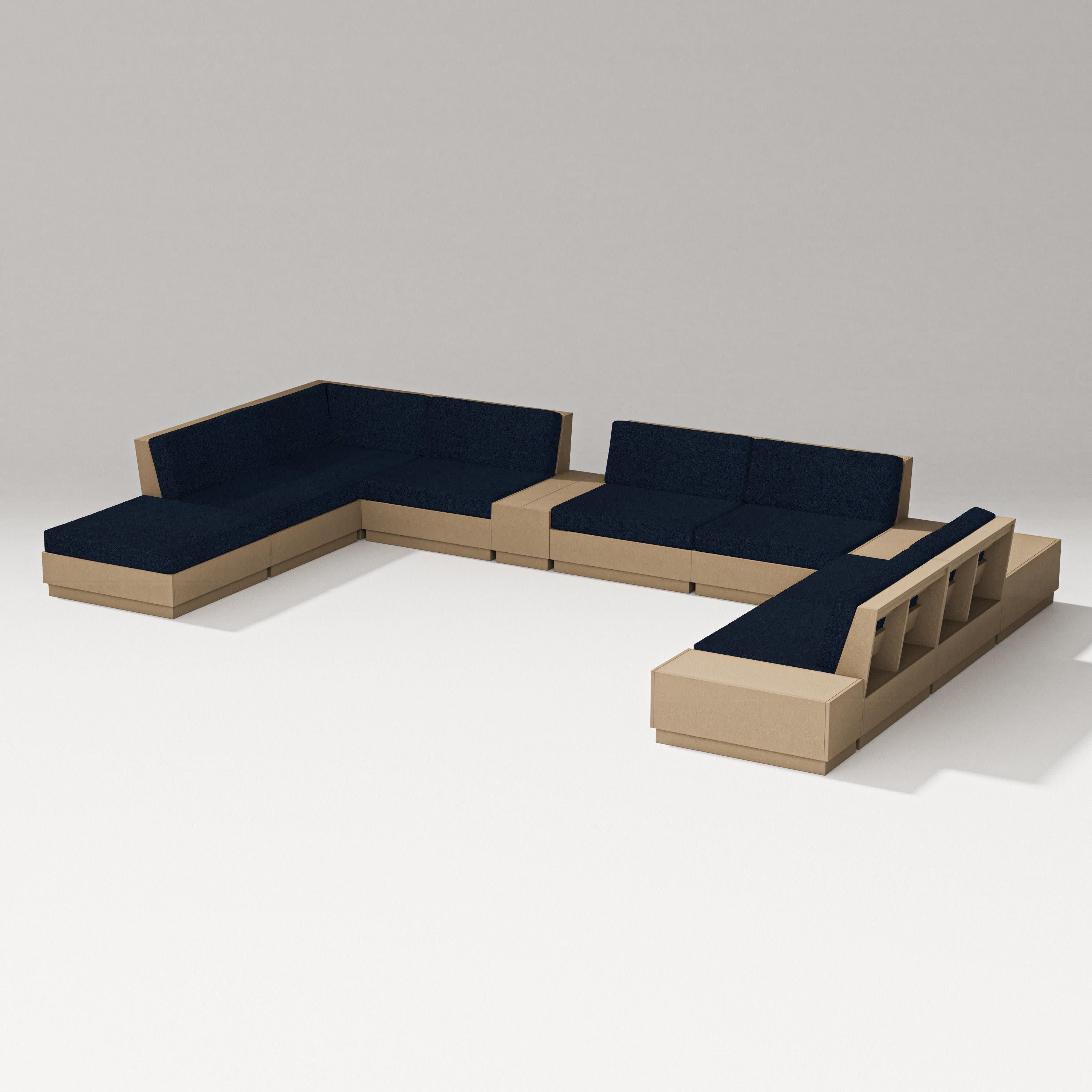 Elevate 11-Piece Conversation Sectional Set in Vintage Sahara / Marine Indigo