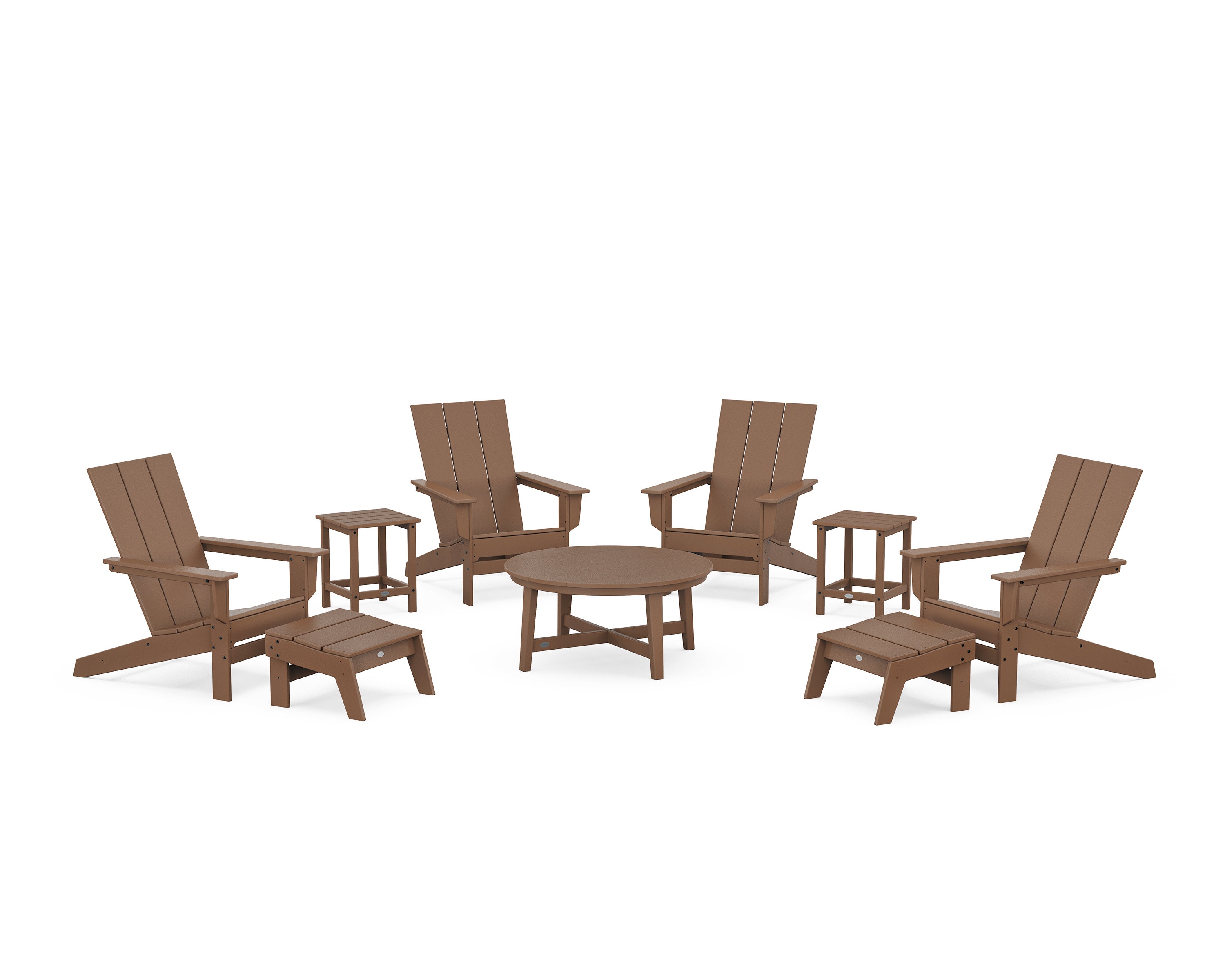 Modern Studio Adirondack 9-Piece Conversation Set in Teak