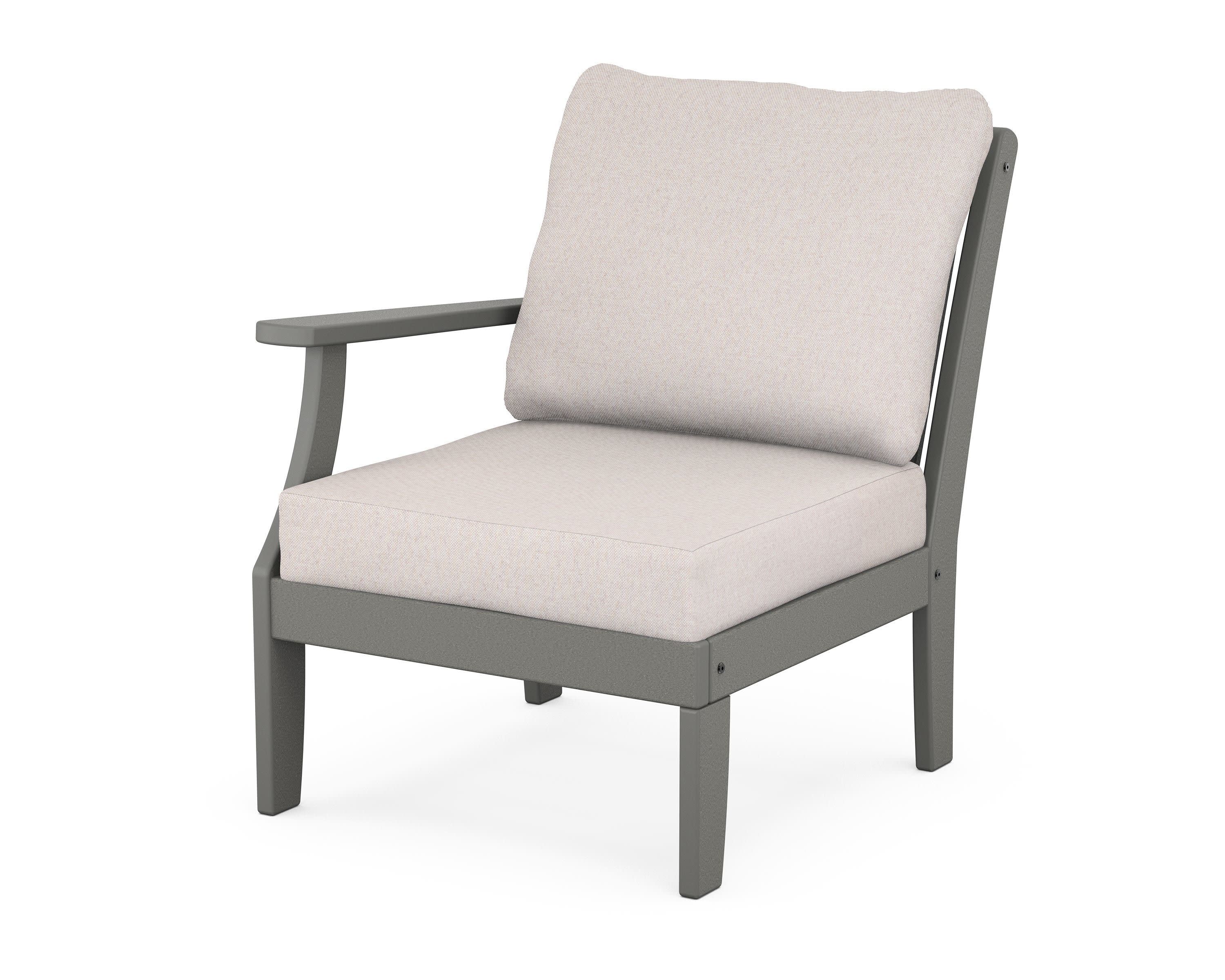 Braxton Modular Left Arm Chair in Slate Grey / Dune Burlap