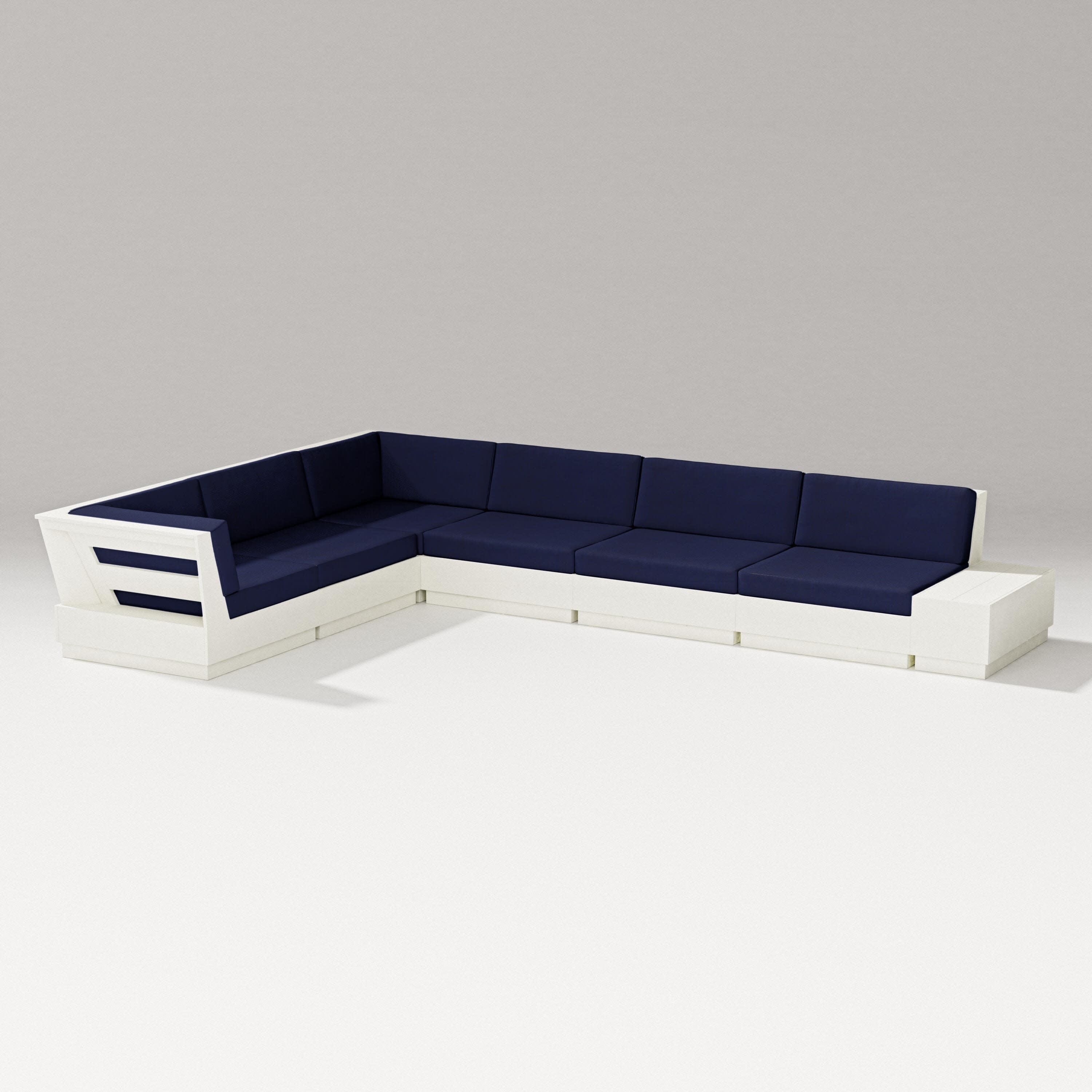 Elevate 7-Piece Corner Sectional in Vintage White / Navy
