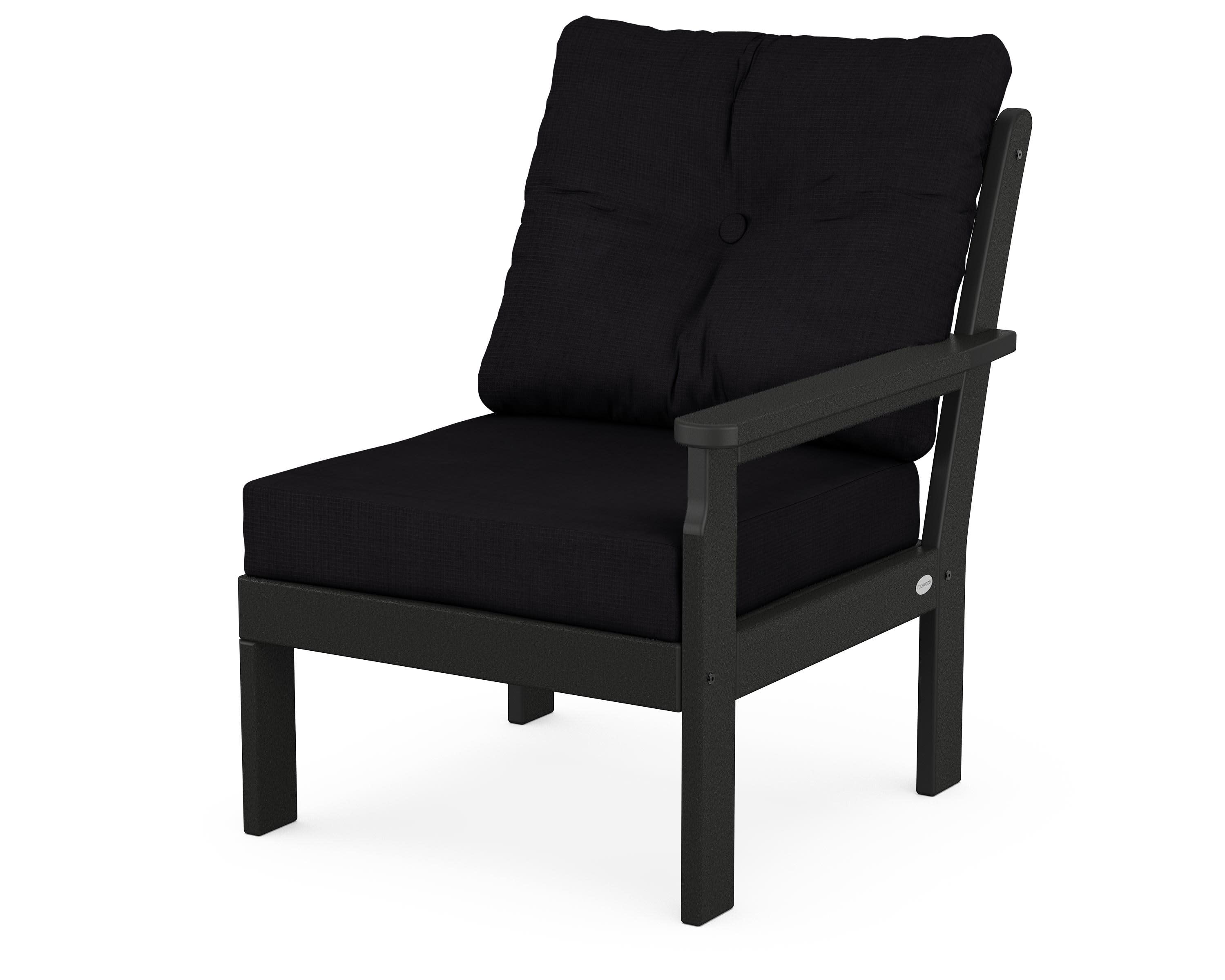 Vineyard Modular Right Arm Chair in Black / Midnight Linen