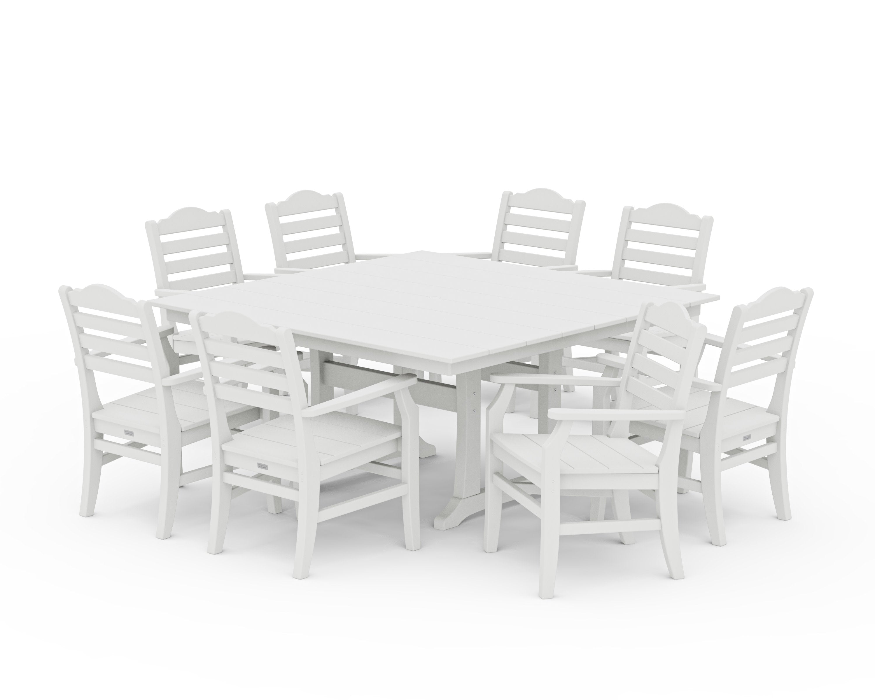 Savannah 9-Piece Square Farmhouse Dining Set with Trestle Legs in Vintage White