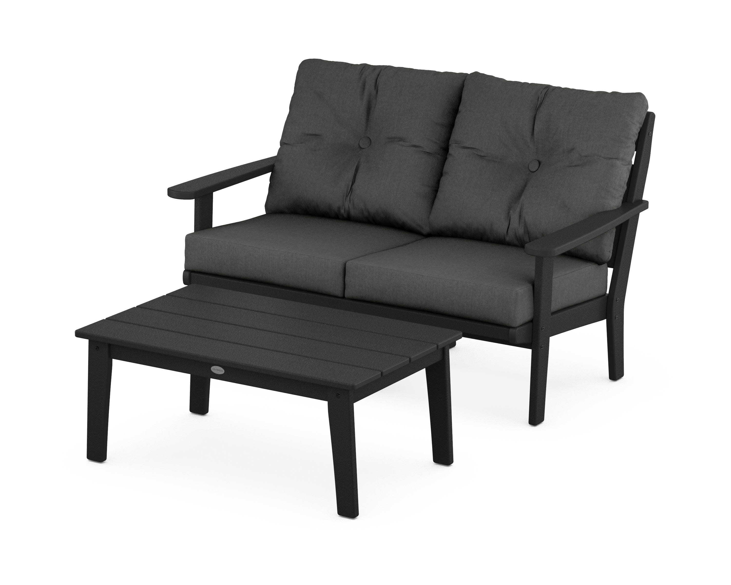 Lakeside 2-Piece Lounge Loveseat Set in Black / Spectrum Carbon