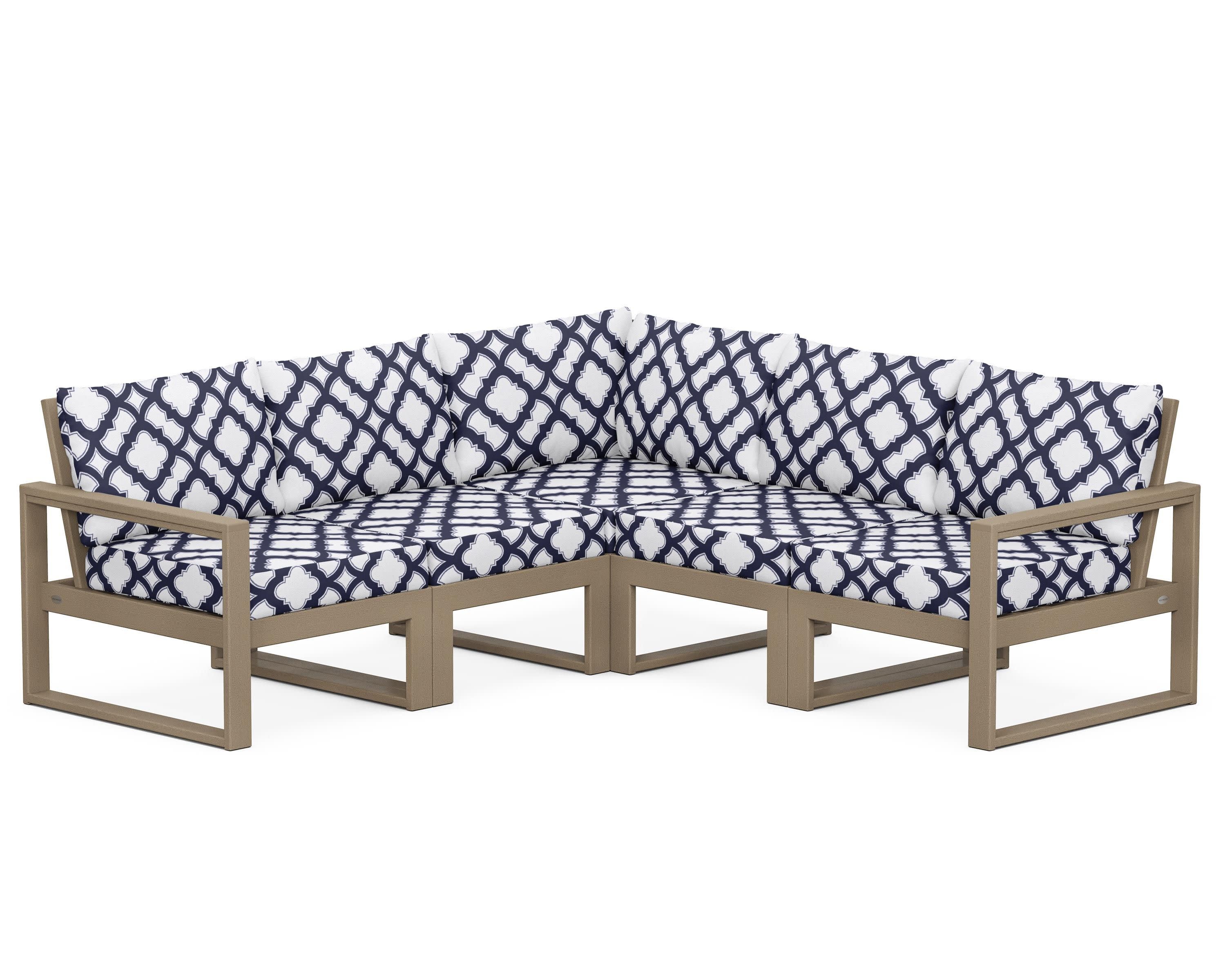 EDGE 5-Piece Modular Deep Seating Set in Vintage Sahara / Trellis Navy