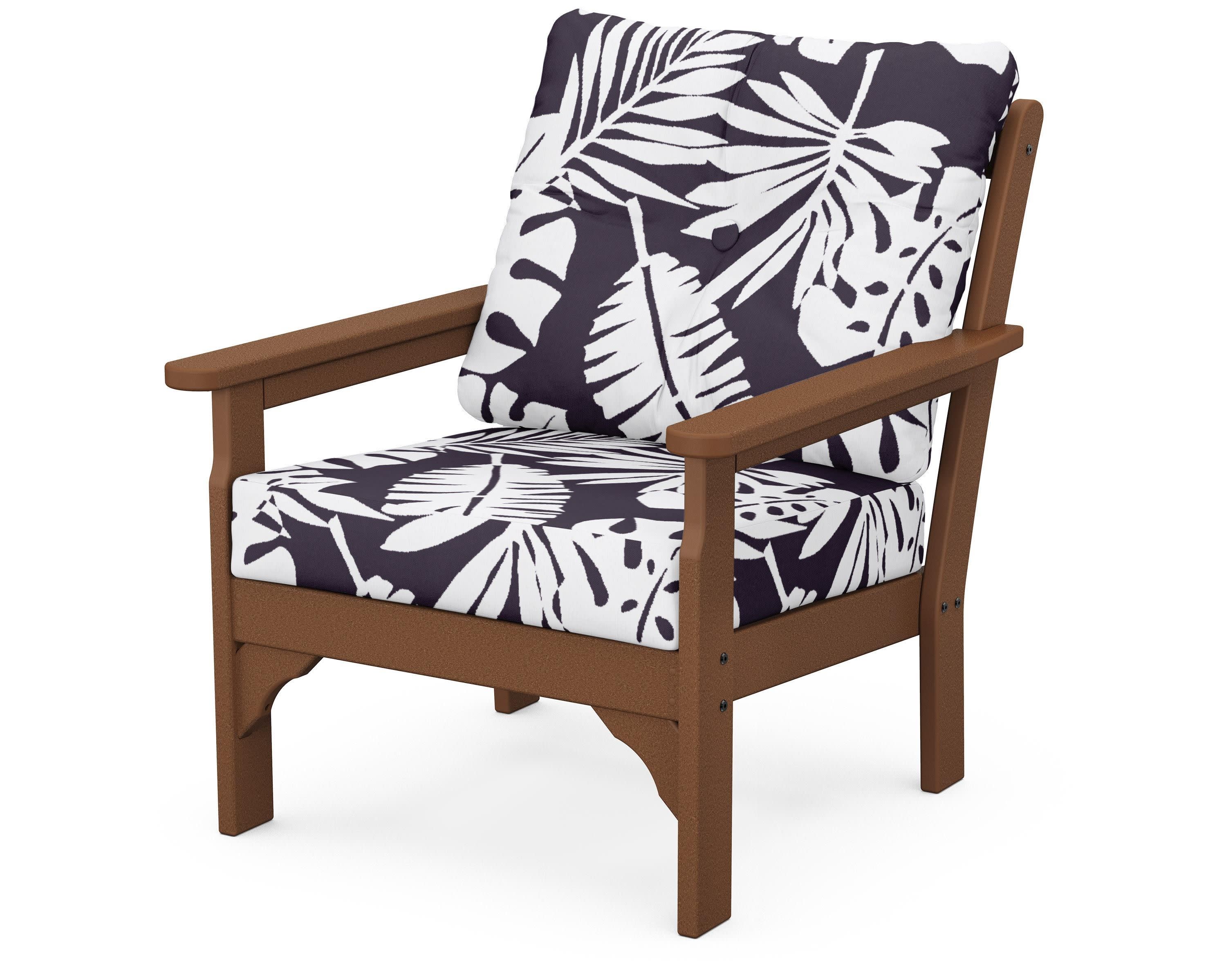 Vineyard Deep Seating Chair in Teak / Leaf Navy