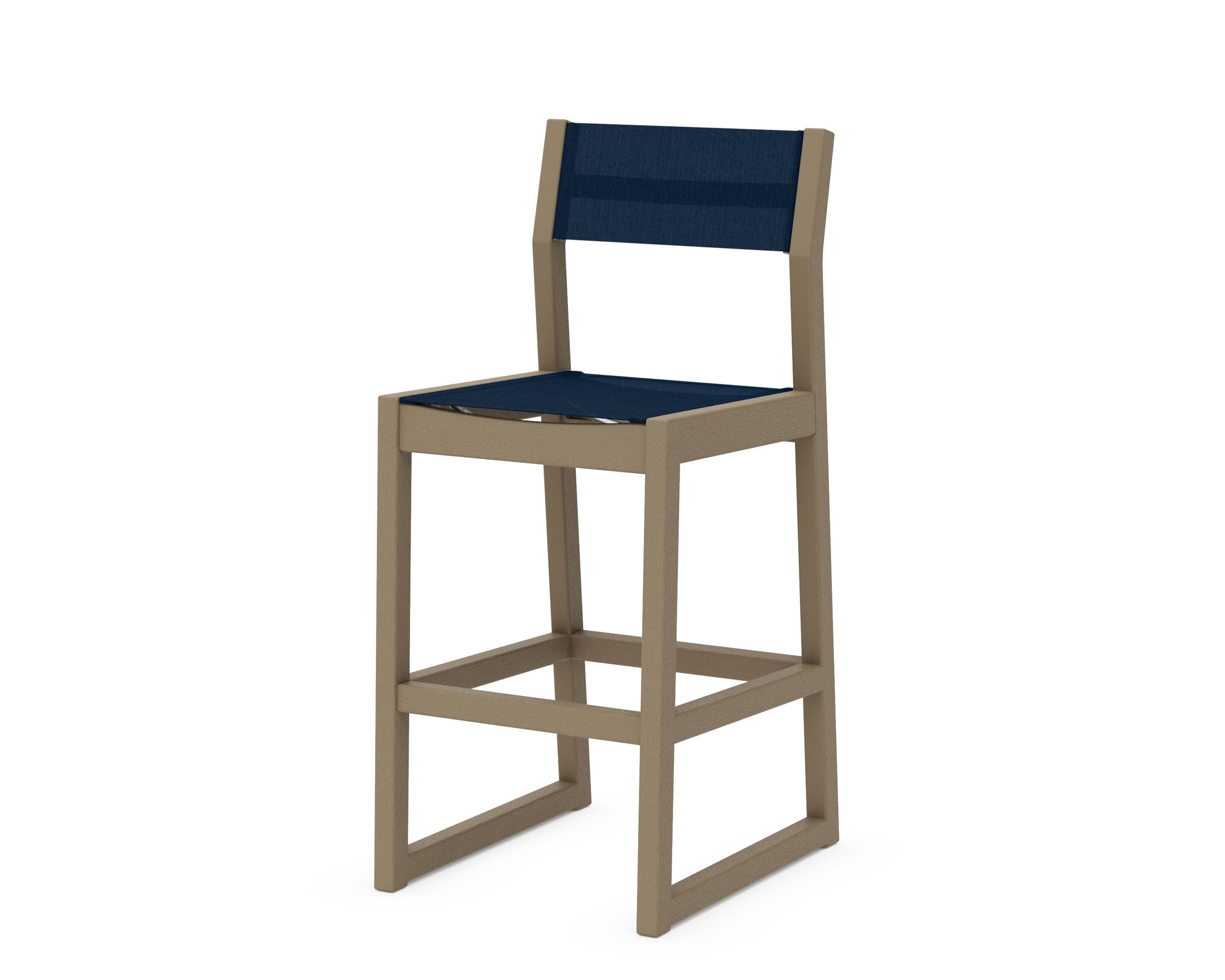 EDGE Sling Bar Side Chair in Vintage Sahara / Navy Blue Sling