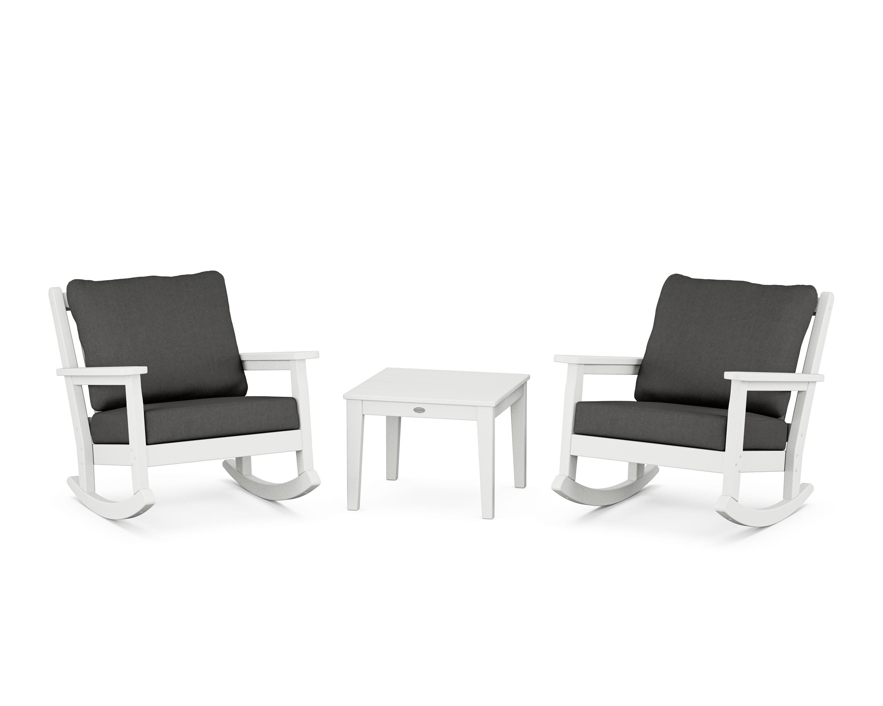 Chippendale 3-Piece Deep Seating Rocker Set in White / Spectrum Carbon