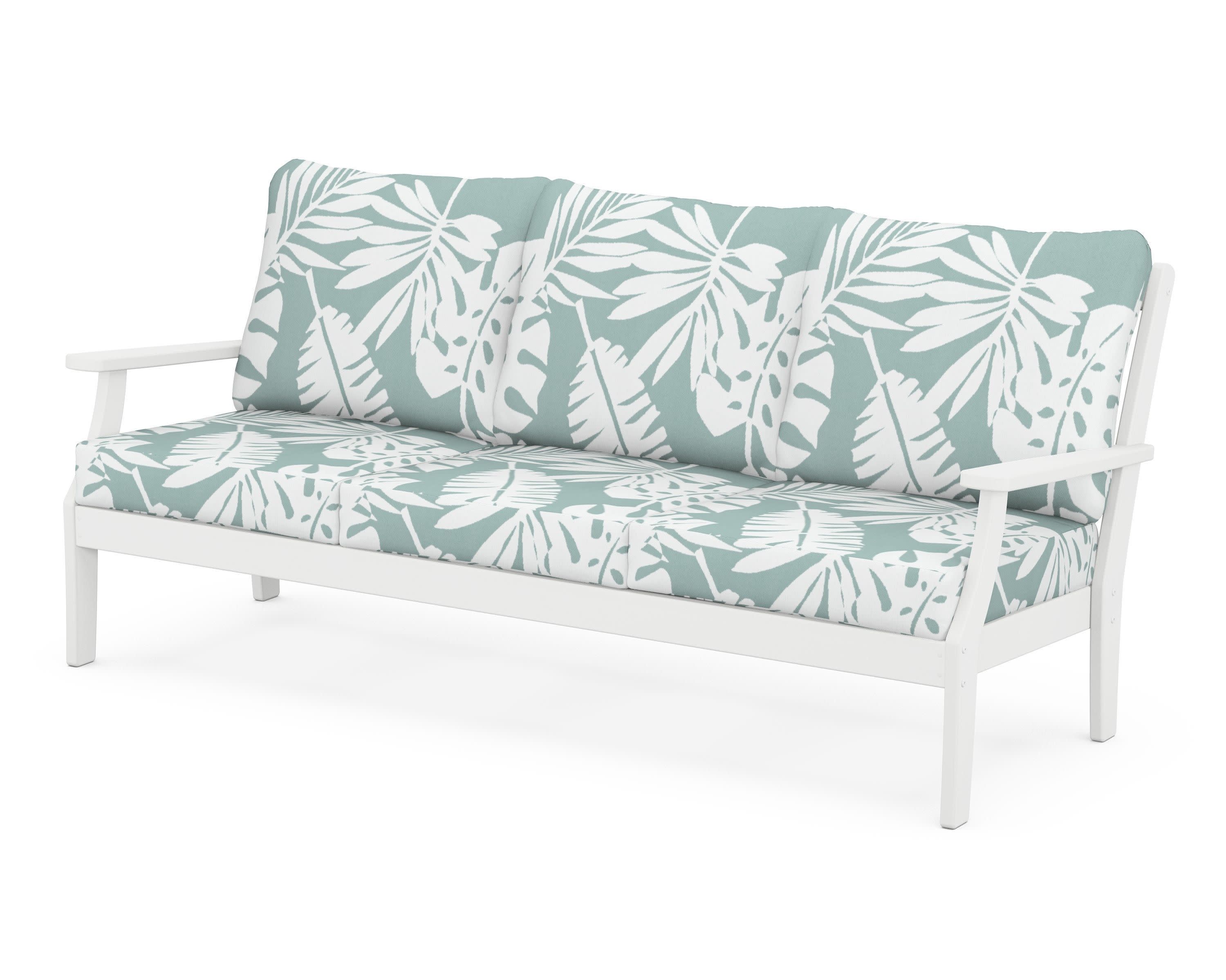Braxton Deep Seating Sofa in White / Leaf Glacier Spa