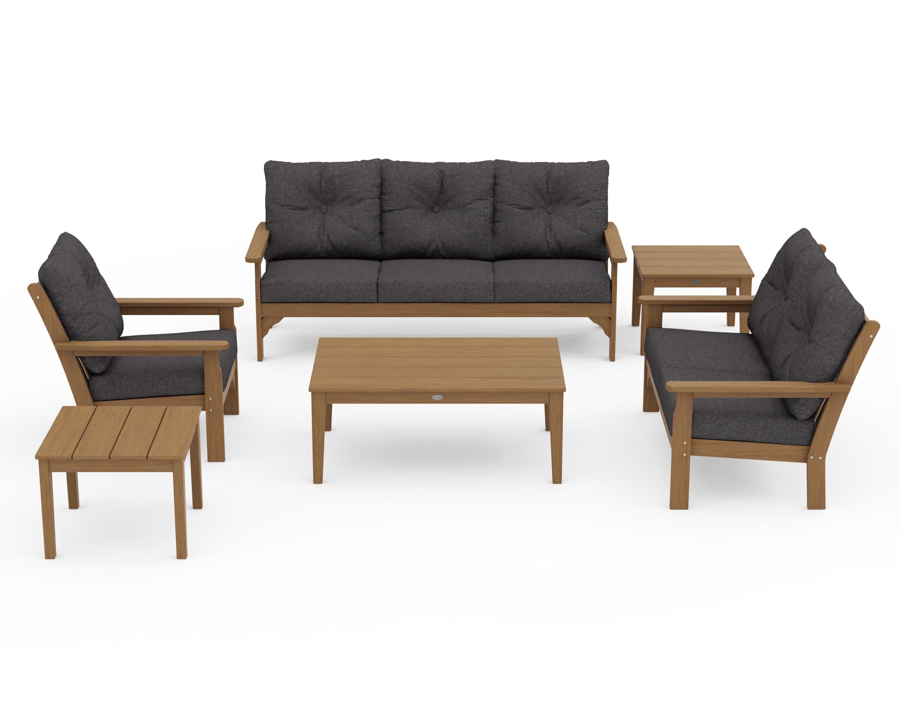 Vineyard 6-Piece Deep Seating Set in Natural / Ash Charcoal