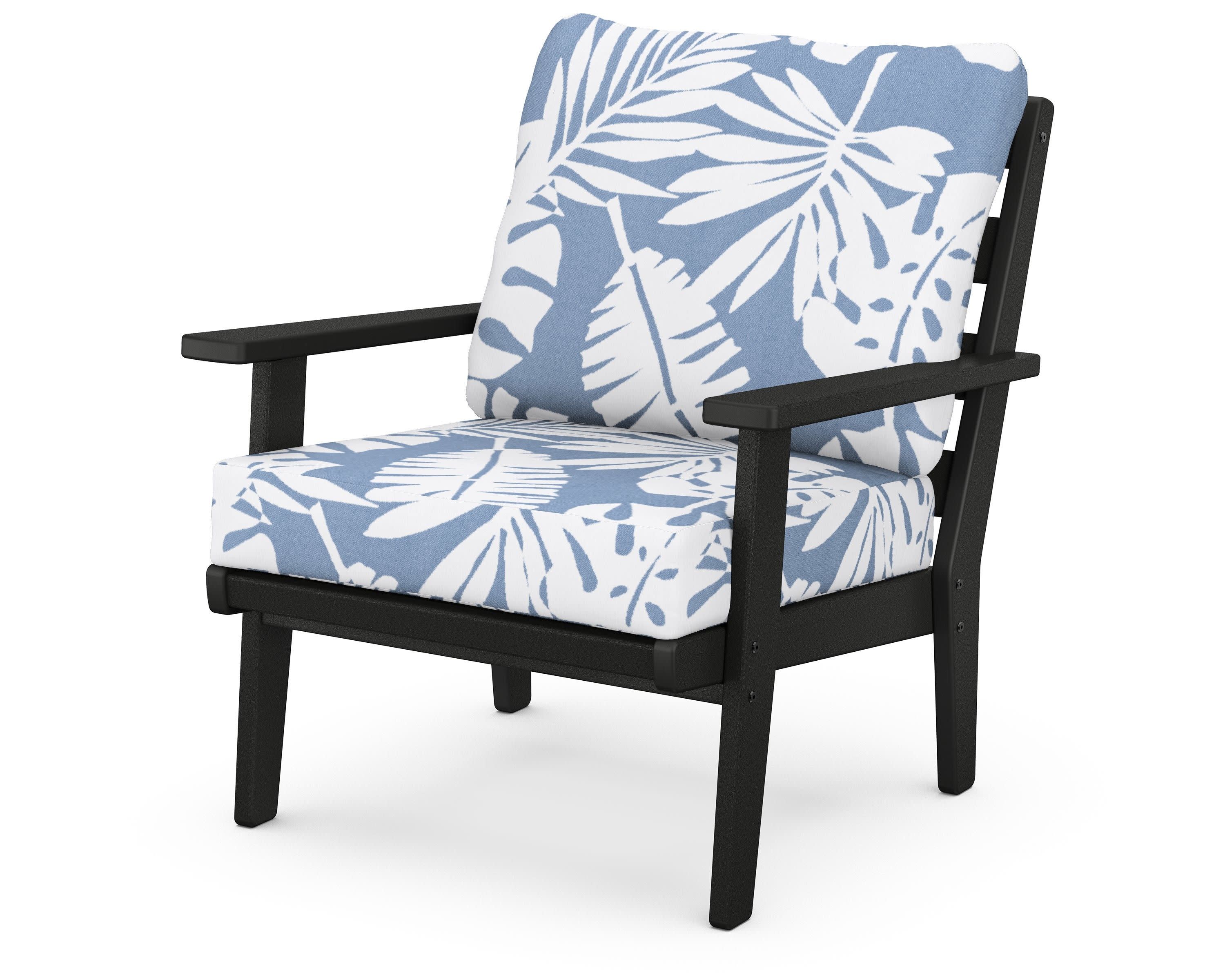 Grant Park Deep Seating Chair in Black / Leaf Sky Blue