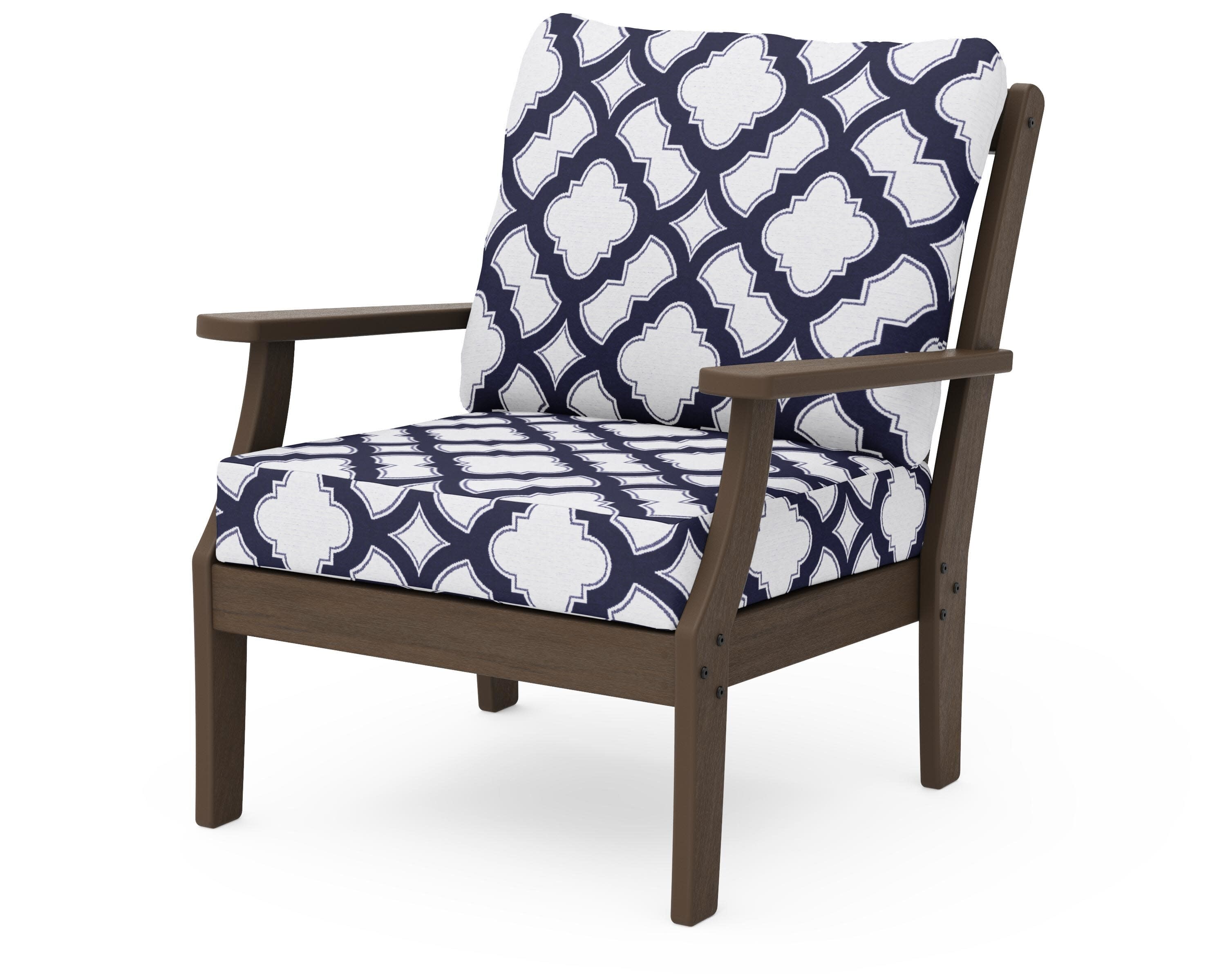 Braxton Deep Seating Chair in Kona / Trellis Navy