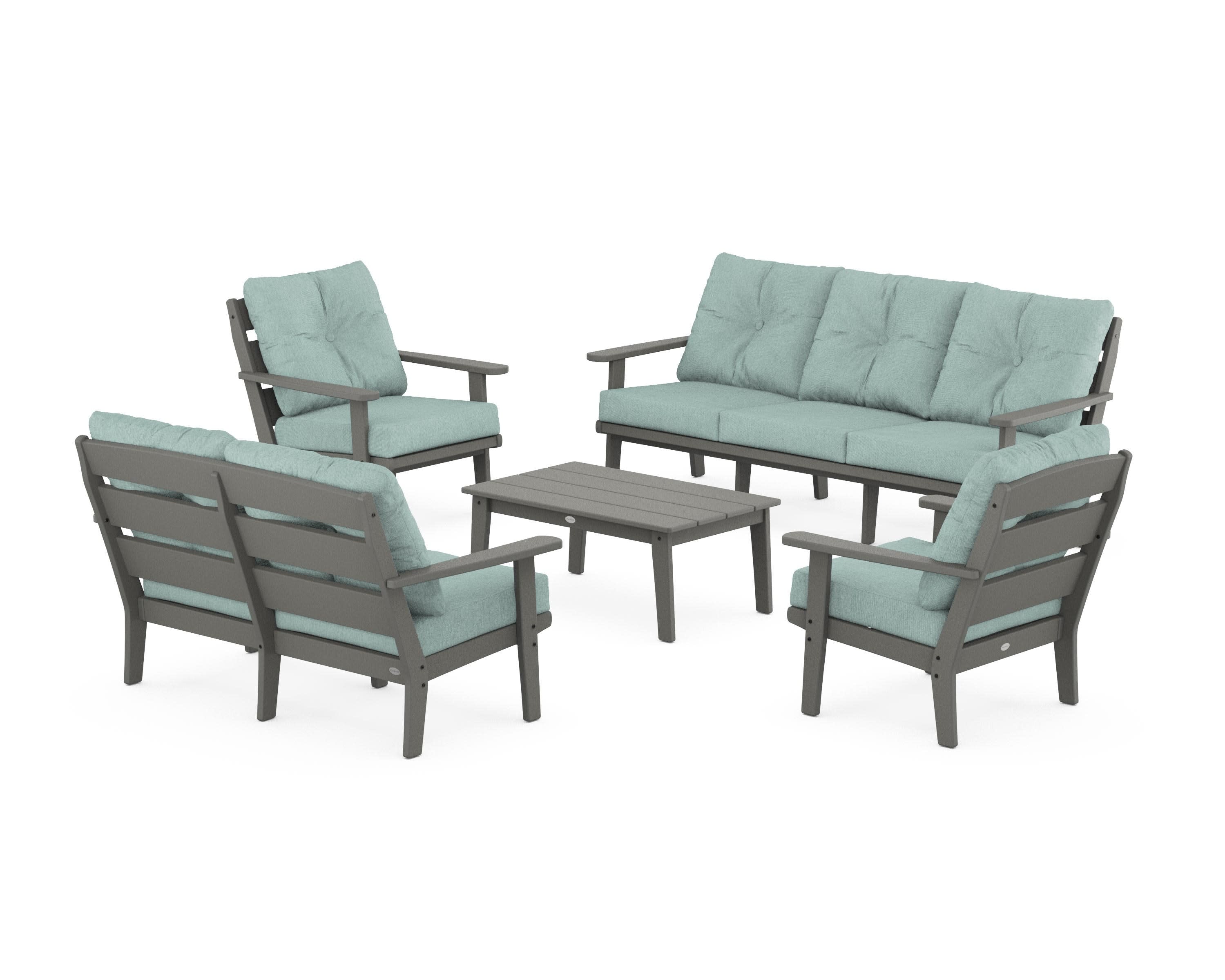 Lakeside 5-Piece Lounge Sofa Set in Slate Grey / Glacier Spa