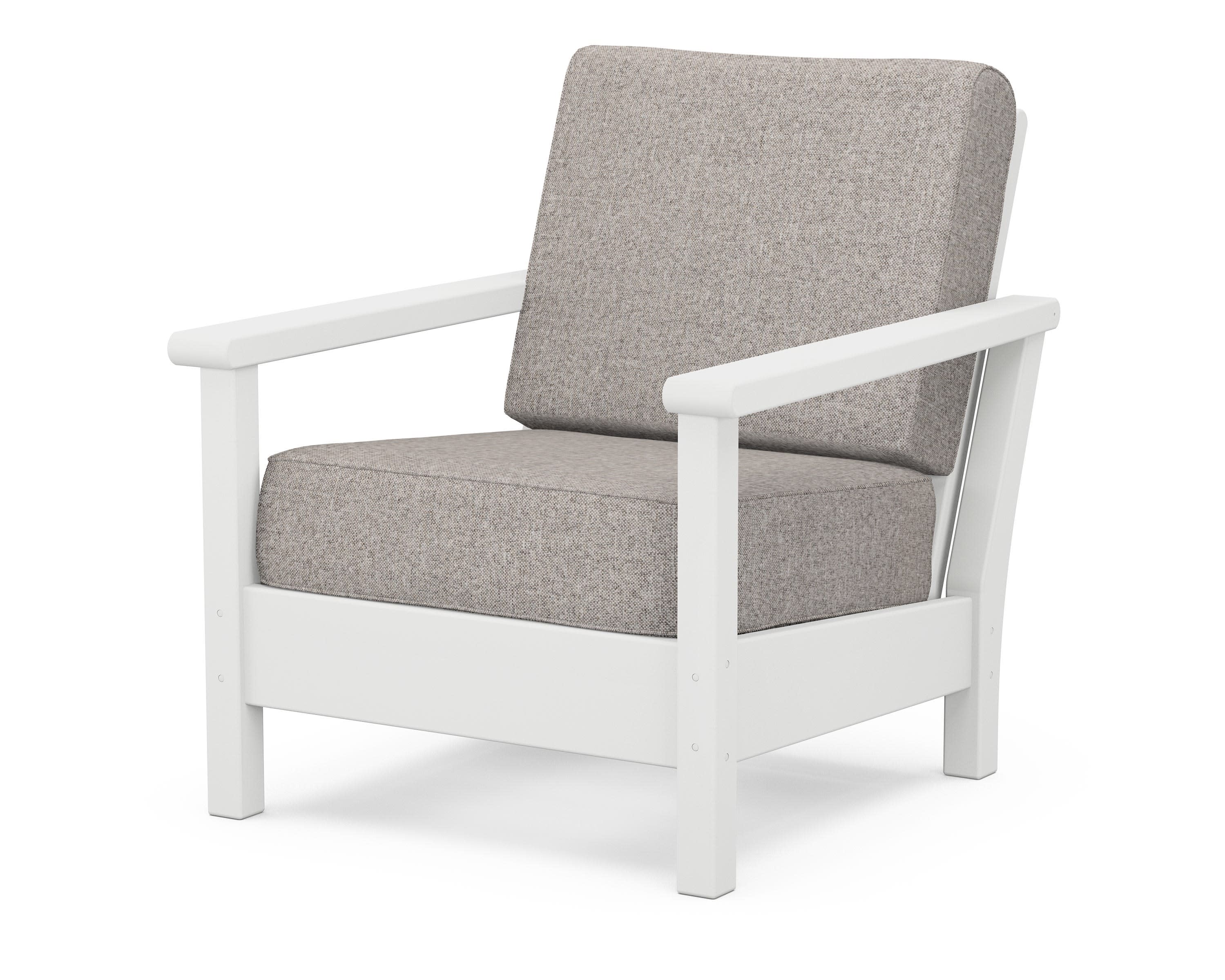 Harbour Deep Seating Chair in White / Weathered Tweed