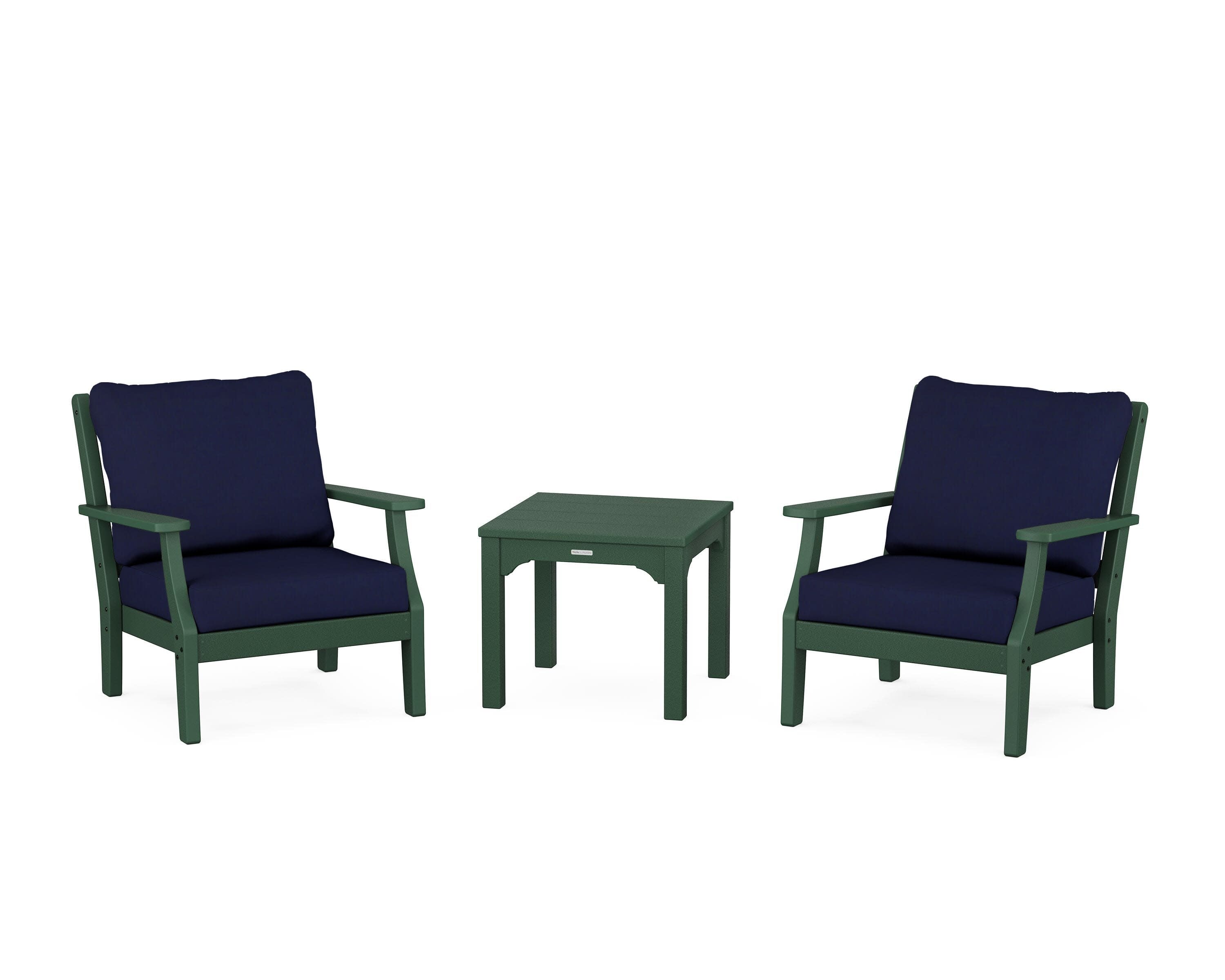 Chinoiserie 3-Piece Deep Seating Set in Green / Navy