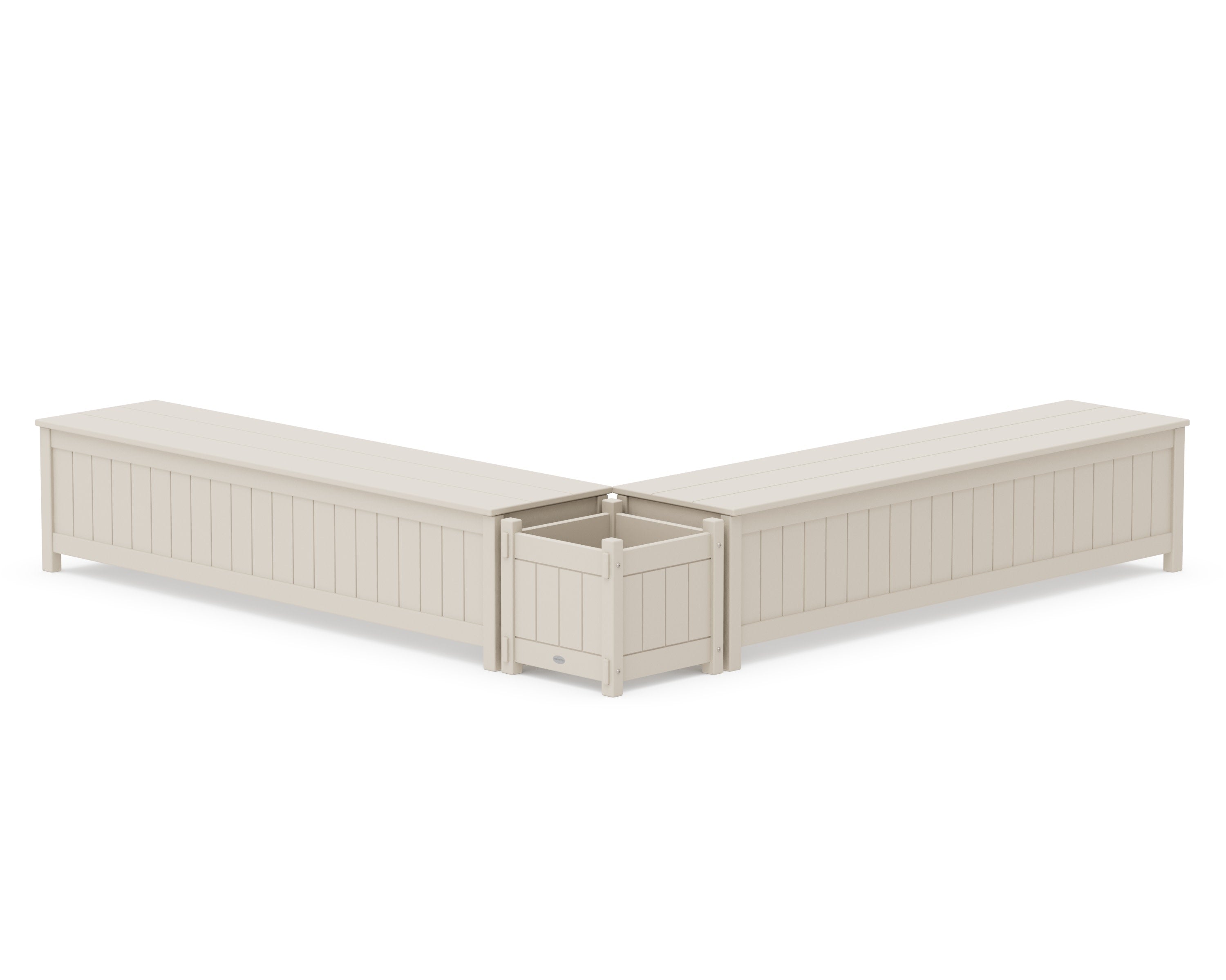 72" Vineyard L- Shaped Planter Storage Bench Set in Sand