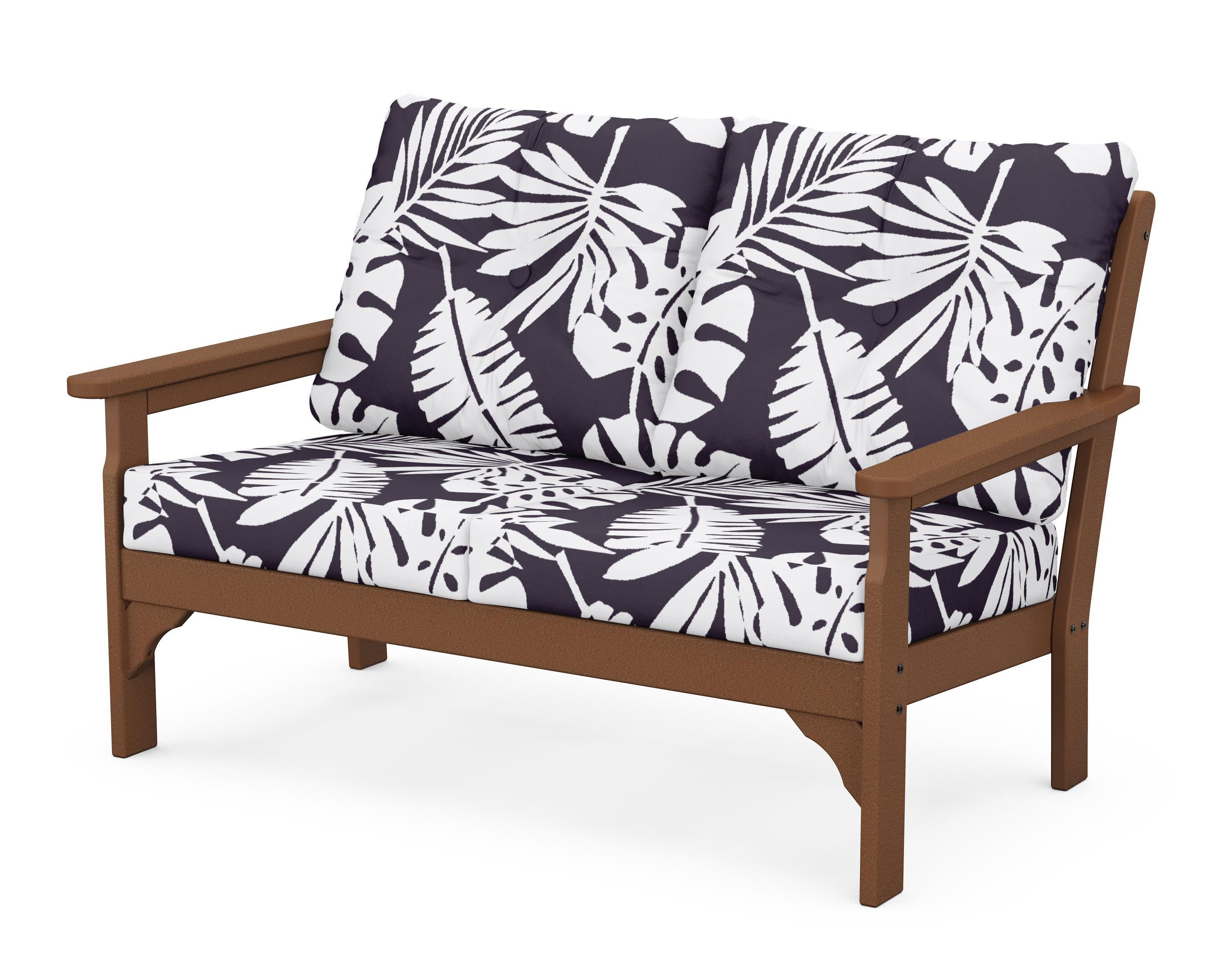Vineyard Deep Seating Loveseat in Teak / Leaf Navy