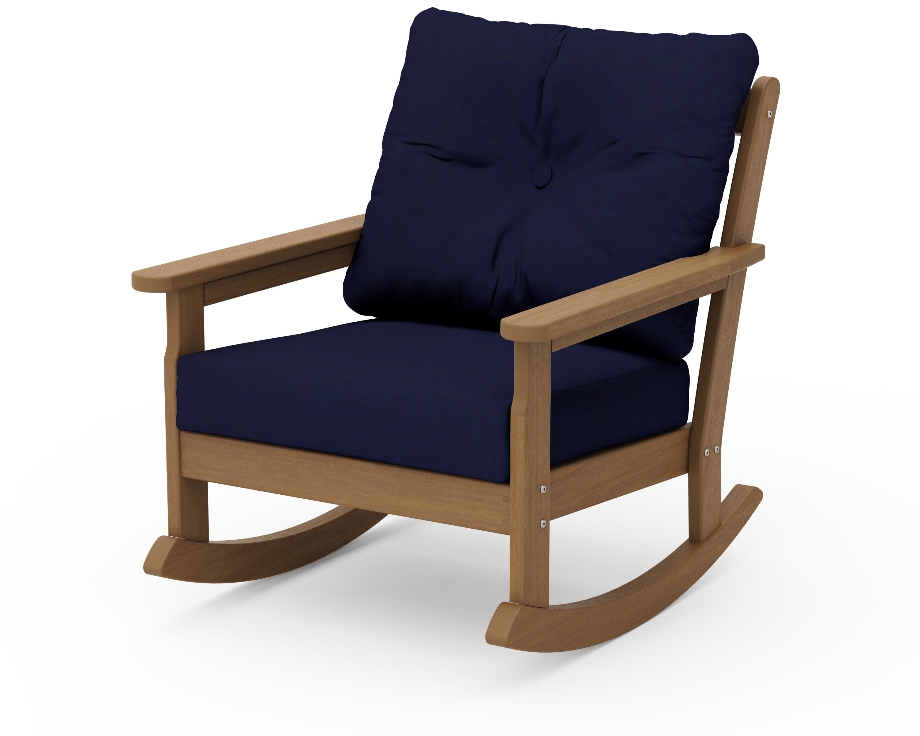 Vineyard Deep Seating Rocking Chair in Natural / Navy