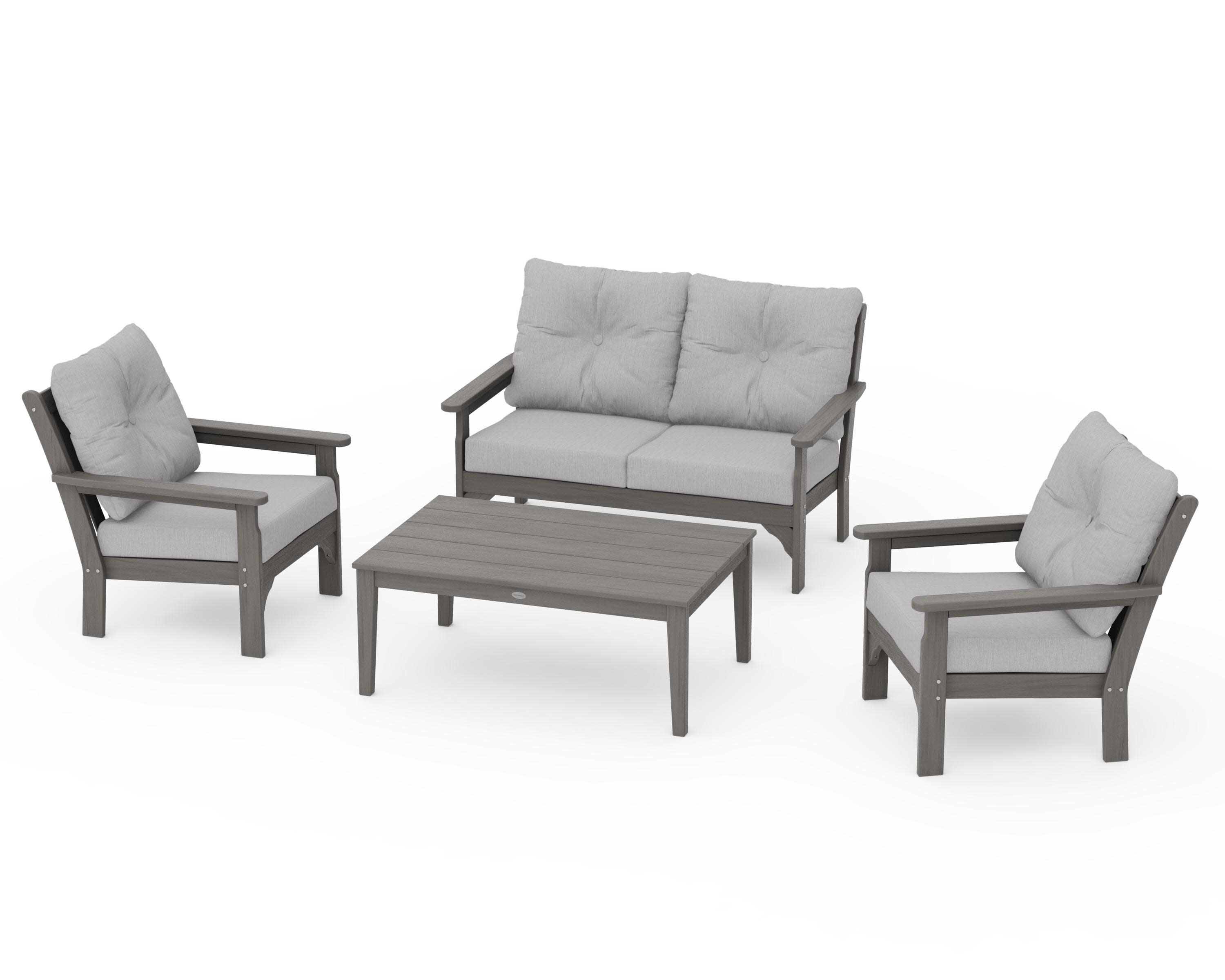 Vineyard 4-Piece Deep Seating Set in Driftwood / Granite