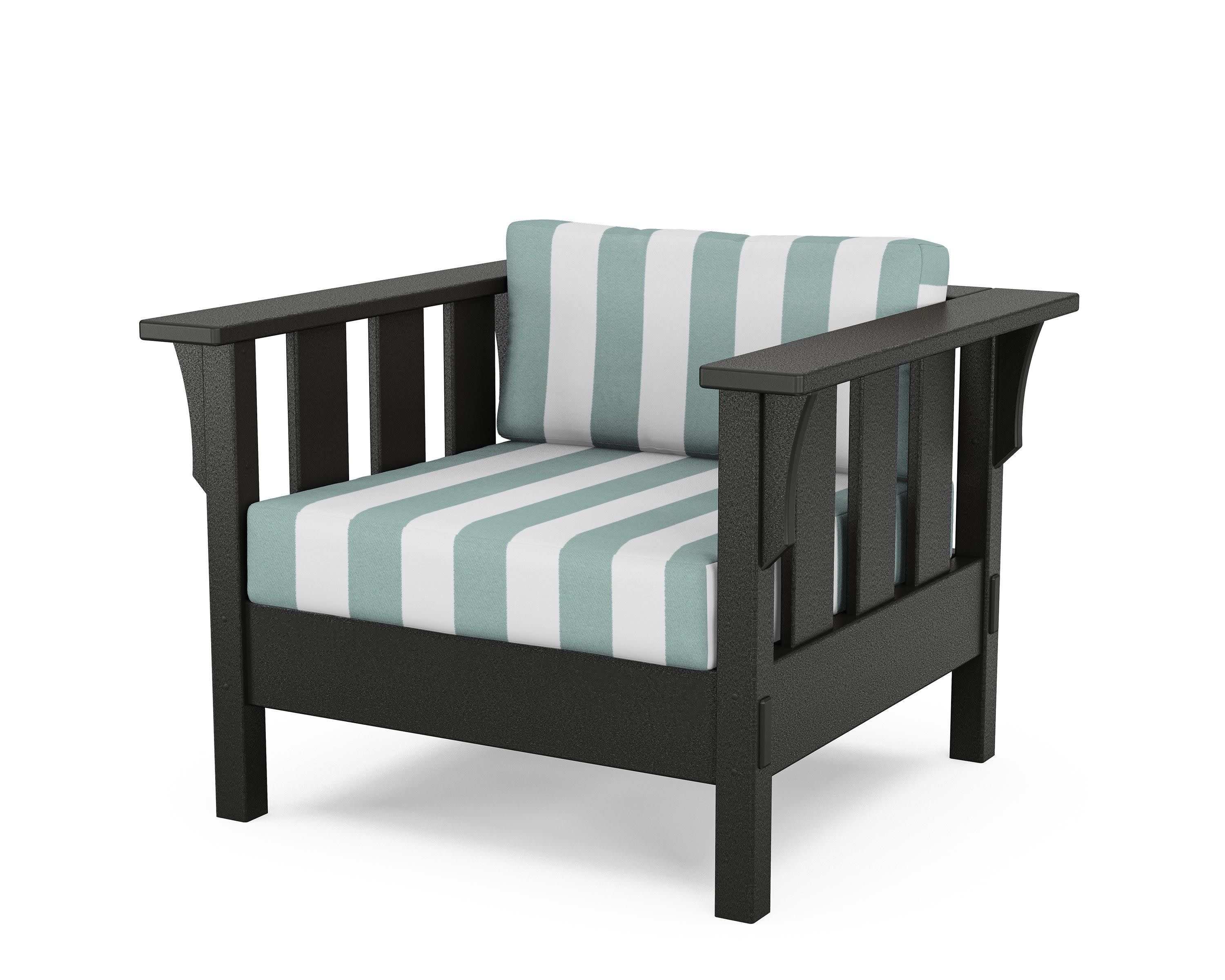 Acadia Deep Seating Chair in Black / Cabana Stripe Glacier Spa