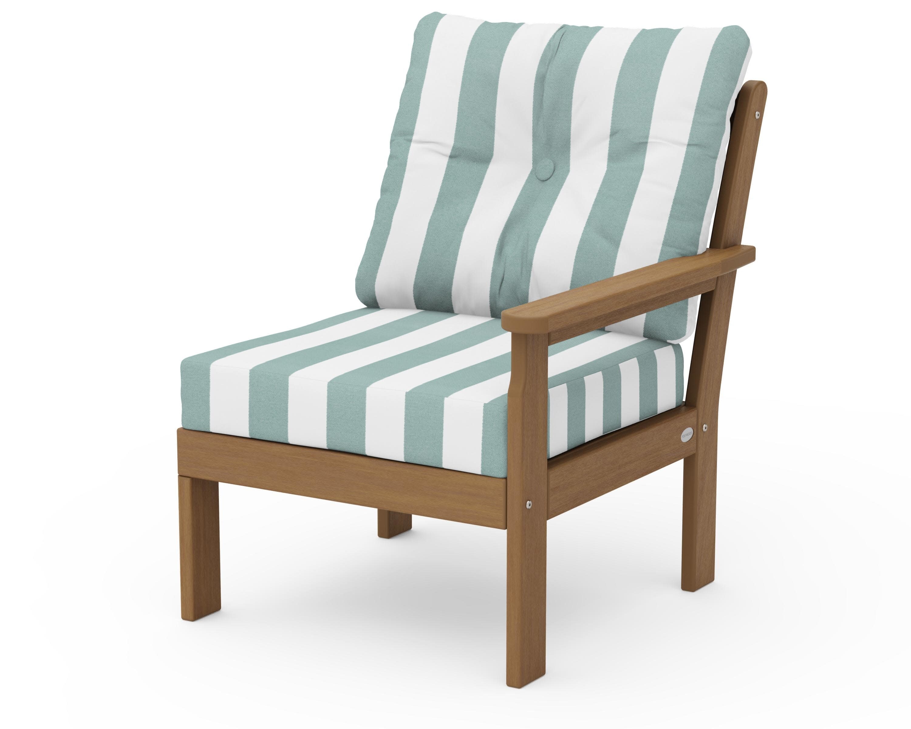 Vineyard Modular Right Arm Chair in Natural / Cabana Stripe Glacier Spa