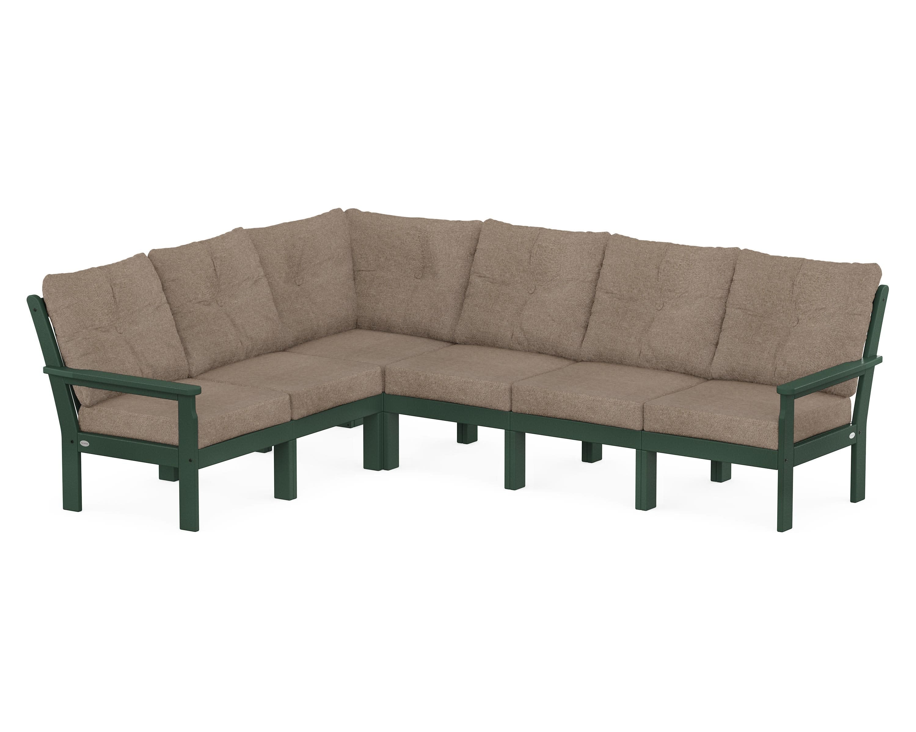 Vineyard 6-Piece Sectional in Green / Spiced Burlap